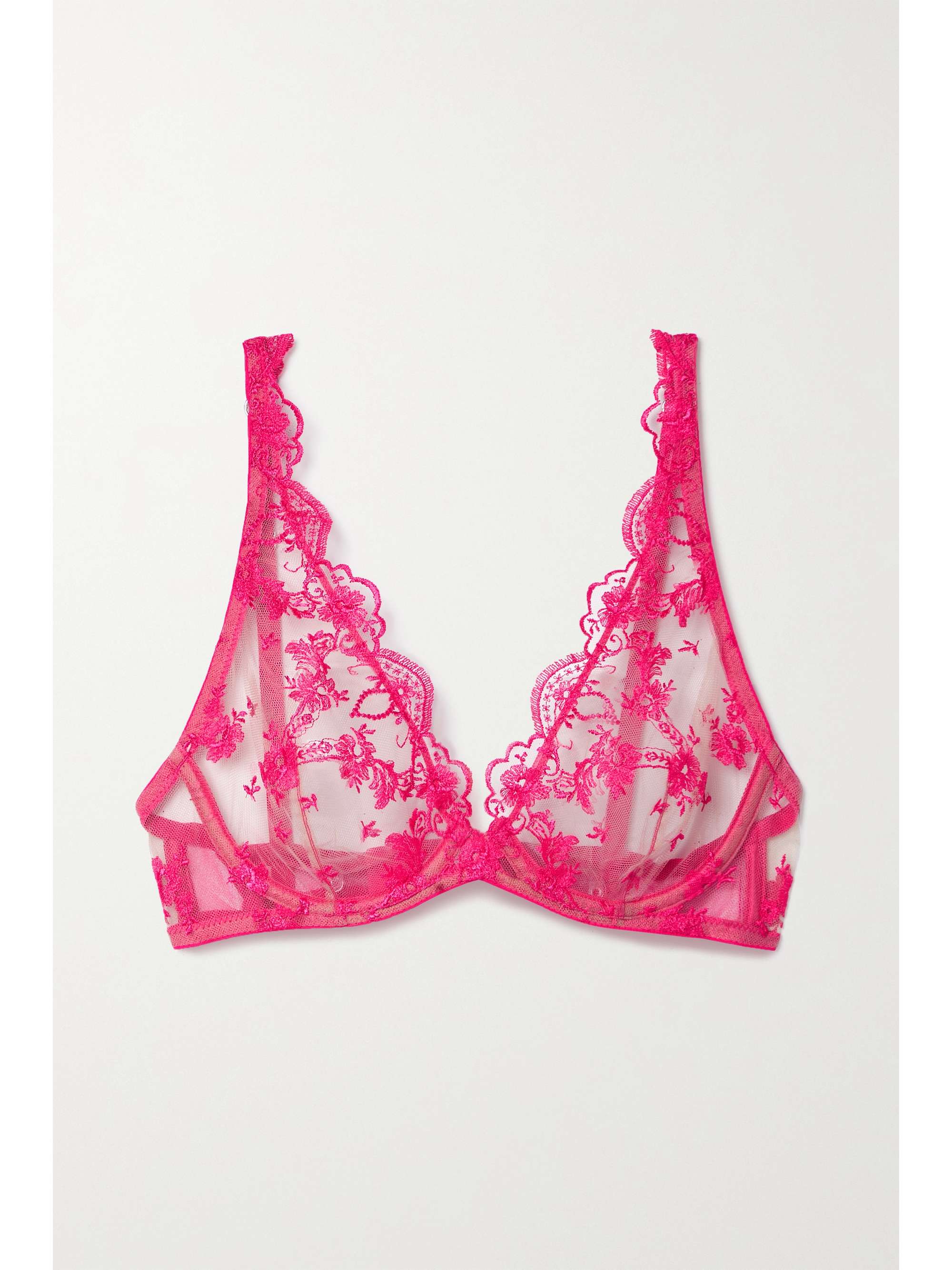 Embroidered tulle bra top Woman, Pink