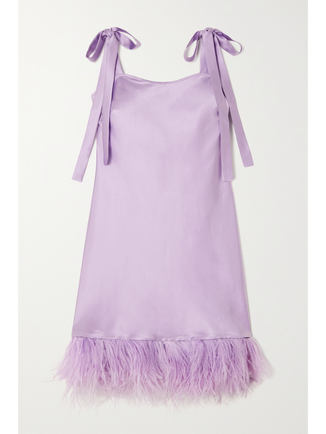 I.D. Sarrieri - + Net Sustain Night Tales Feather-trimmed Silk-blend Satin Chemise - Purple