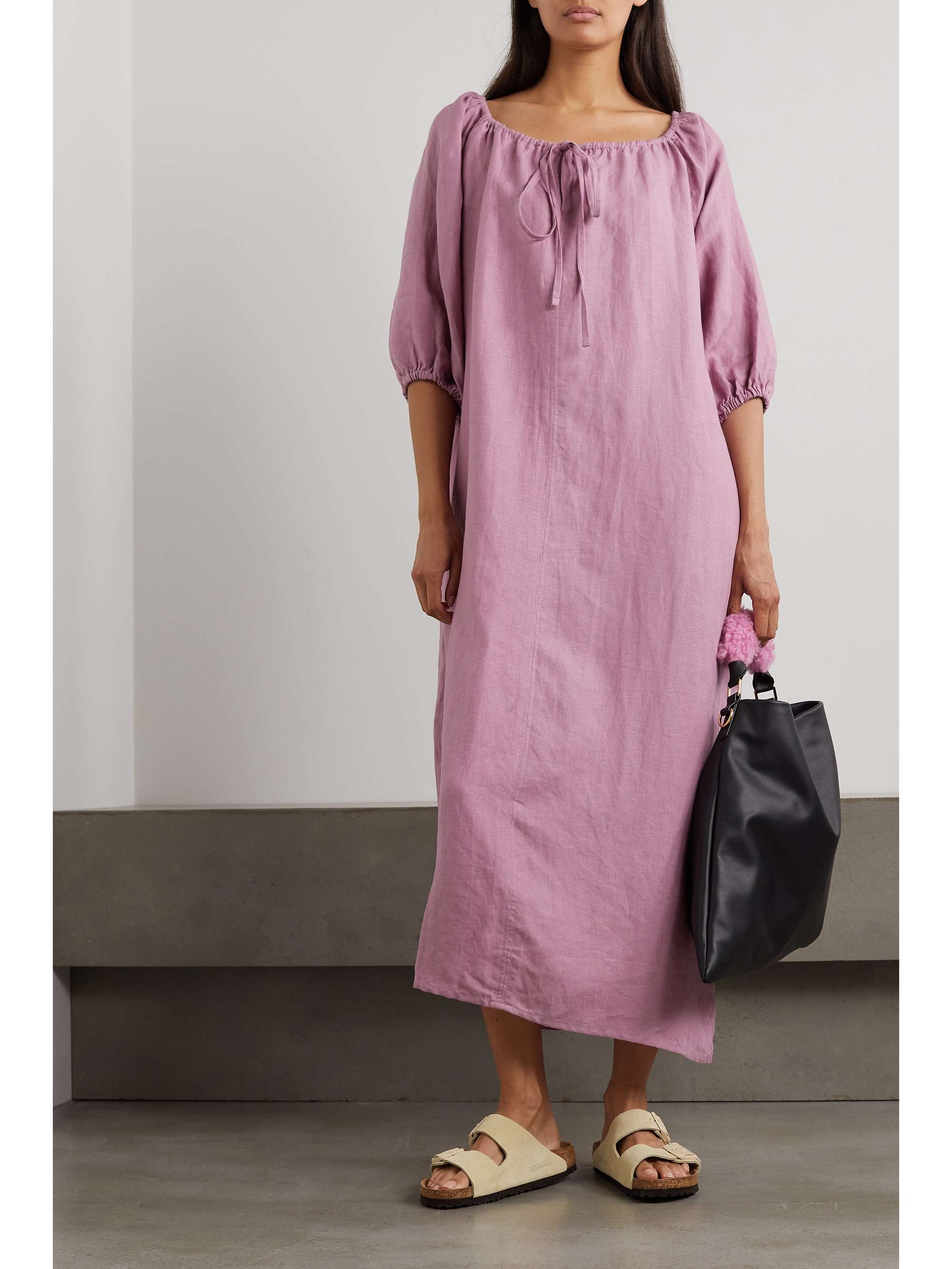 DEIJI STUDIOS + NET SUSTAIN The Blousy gathered washed-linen midi 