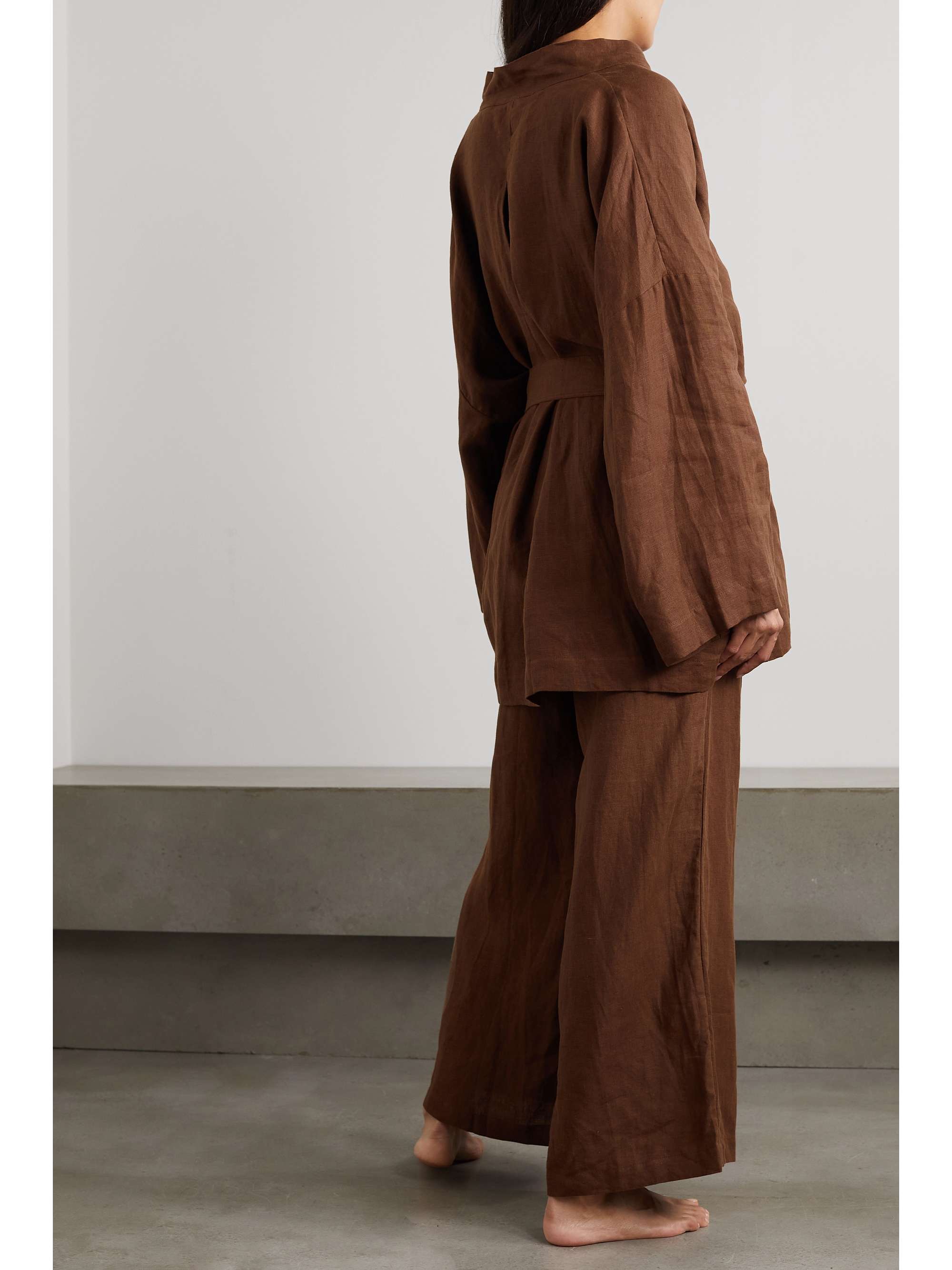 hooded linen robe