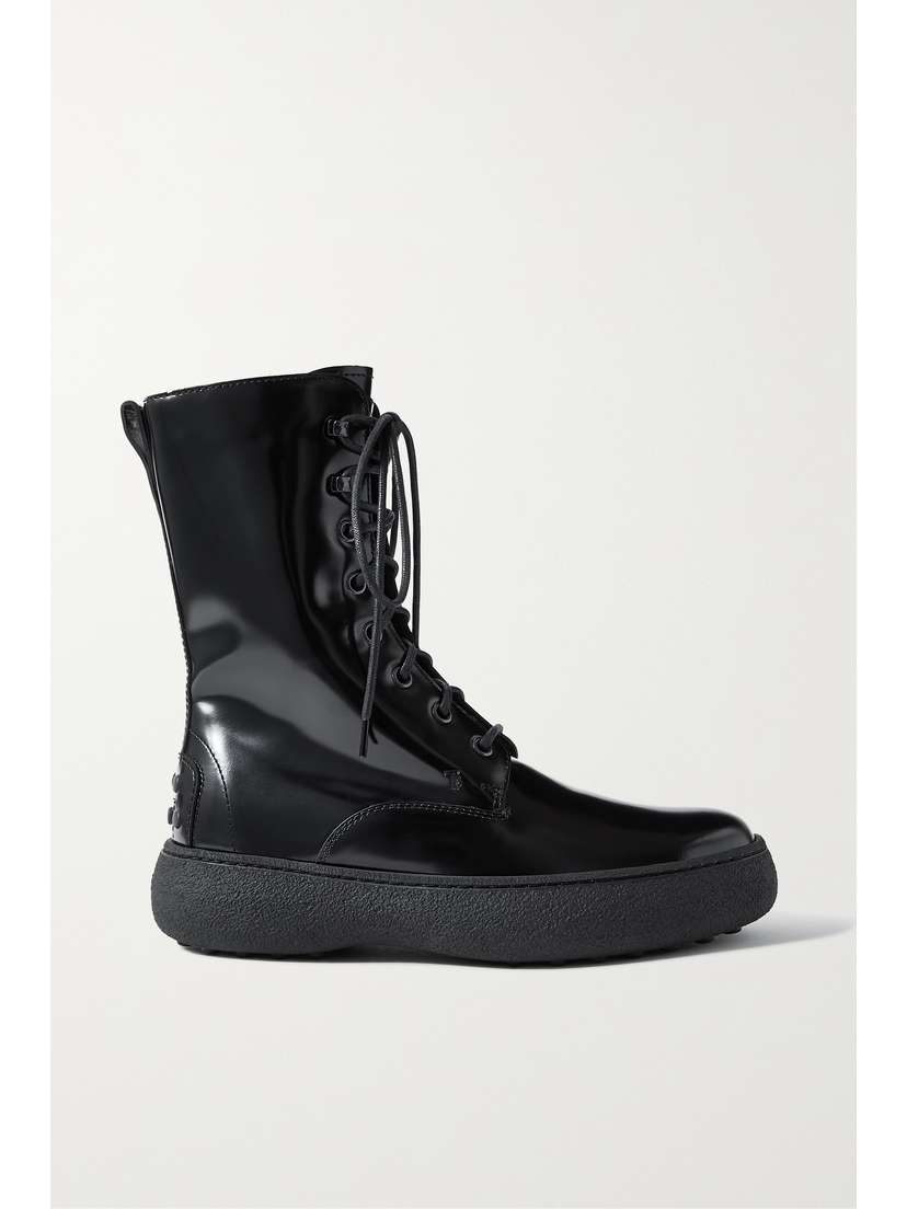 Tod's Gommini Glossed-leather Lace-up Ankle Boots