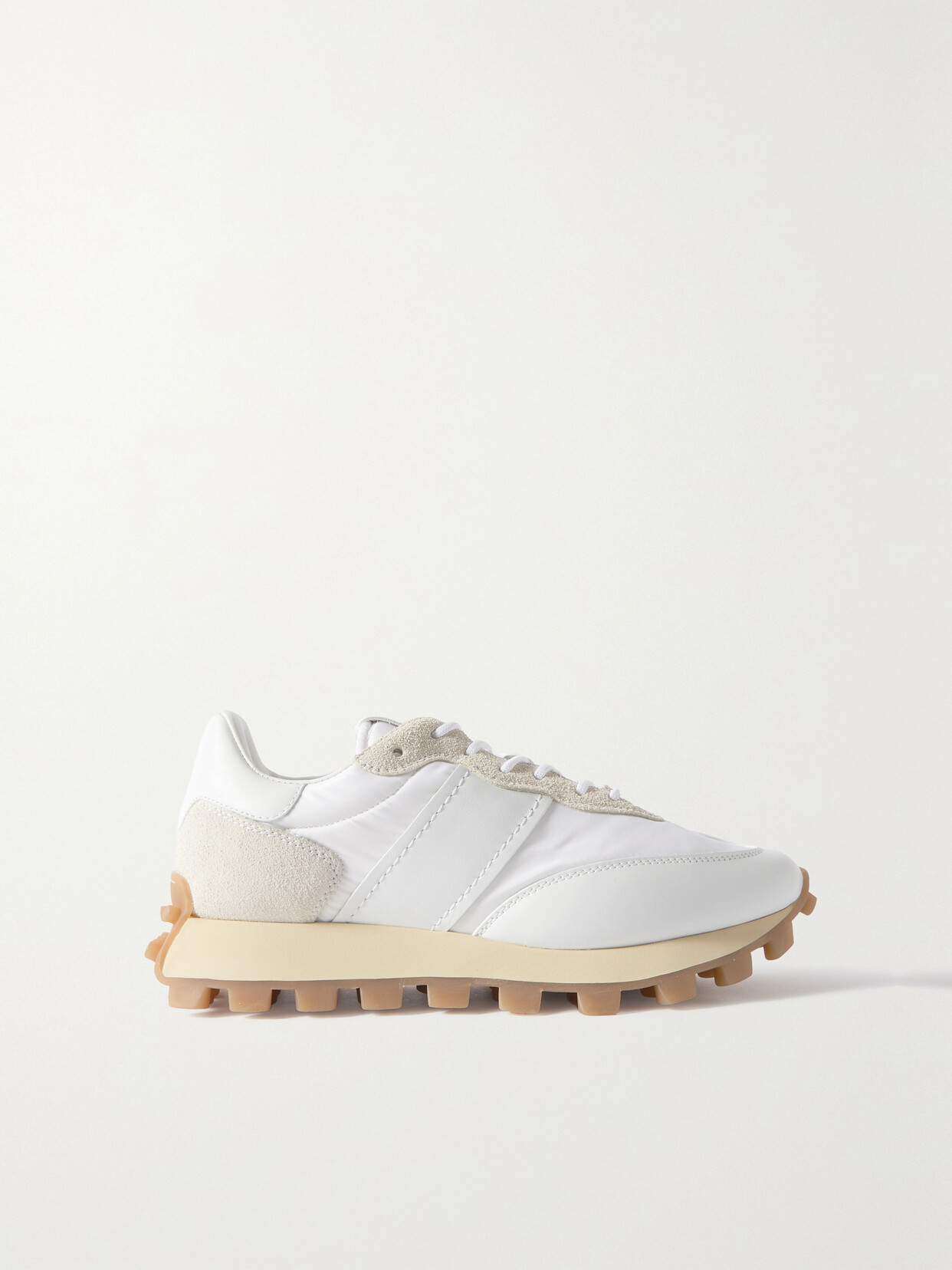 Tod's Suede And Leather-trimmed Shell Sneakers In White