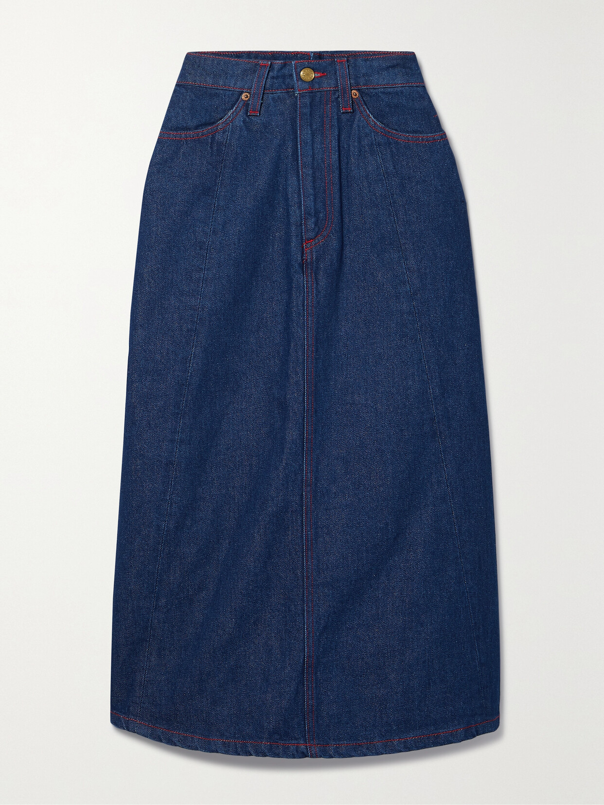 B SIDES - Simone Denim Midi Skirt - Blue