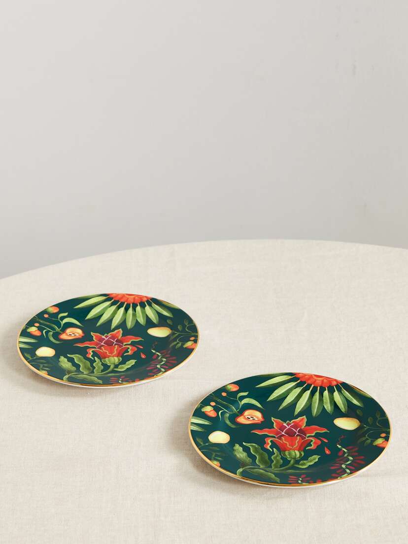 La DoubleJ Set Of Two Gold-plated Porcelain Dessert Plates