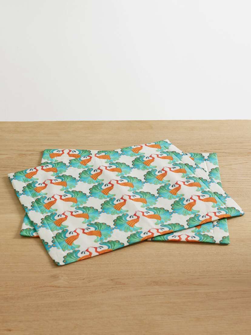 La DoubleJ Set Of Two Printed Linen Placemats