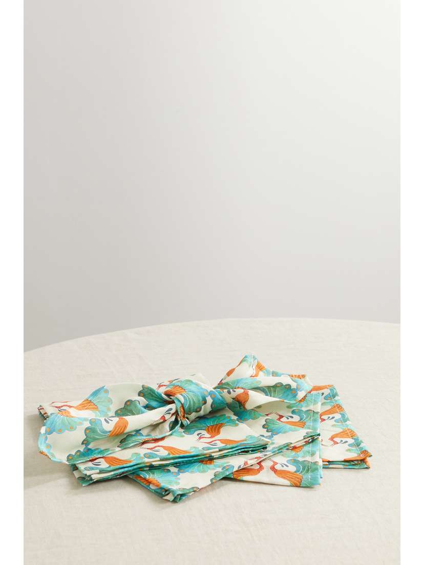 La DoubleJ Set Of Six Printed Linen Napkins