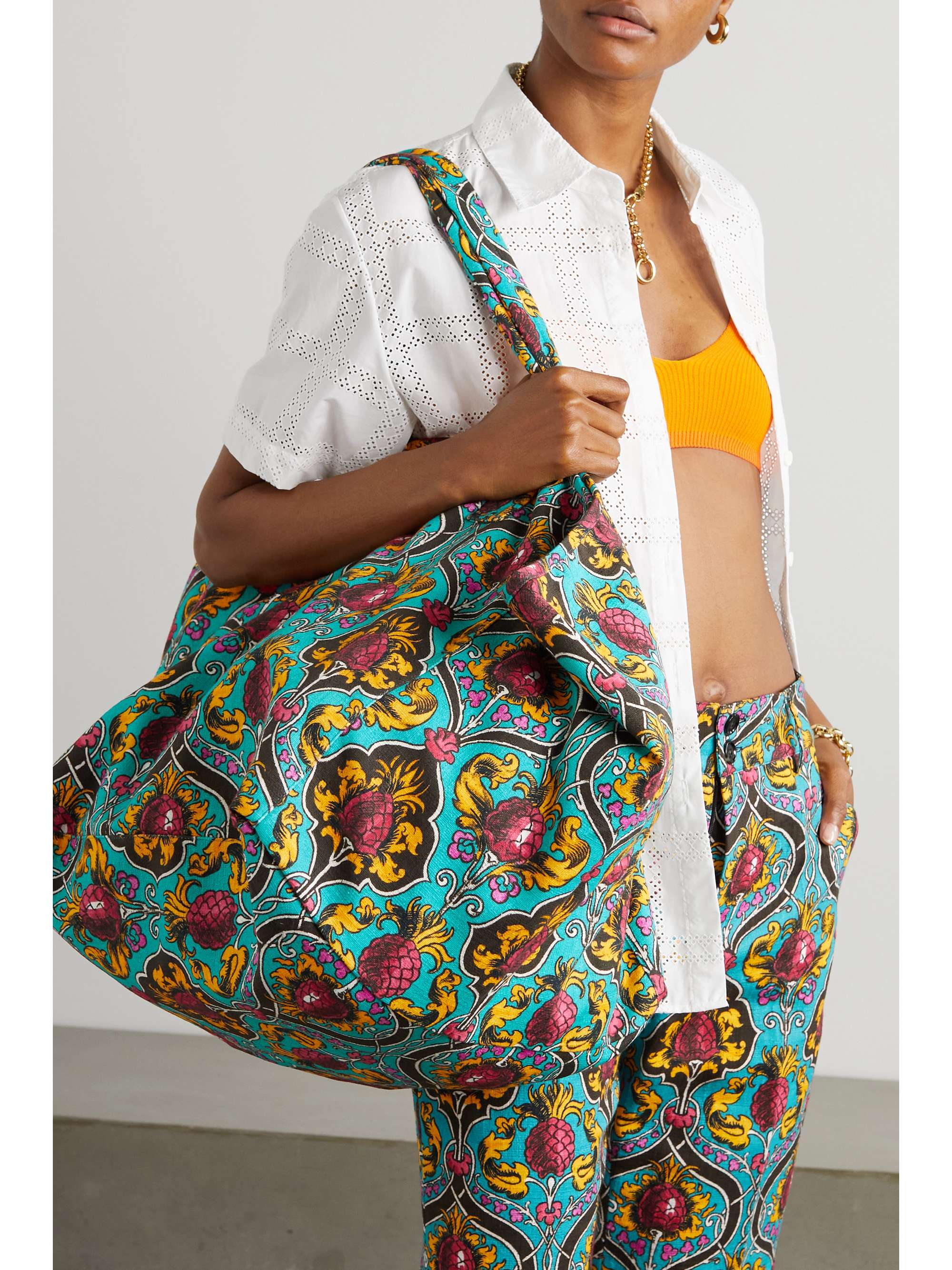 LA DOUBLEJ Reversible printed stretch-cotton tote