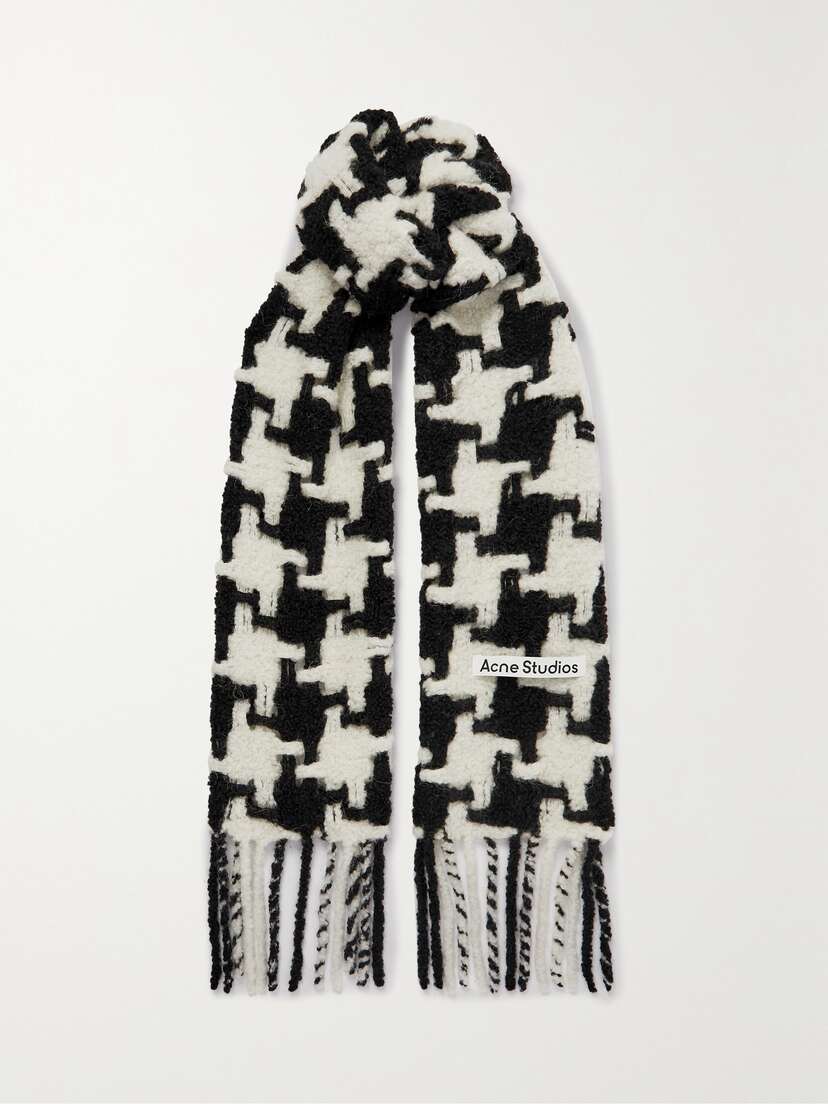 Acne Studios Fringed Houndstooth Alpaca-blend Scarf