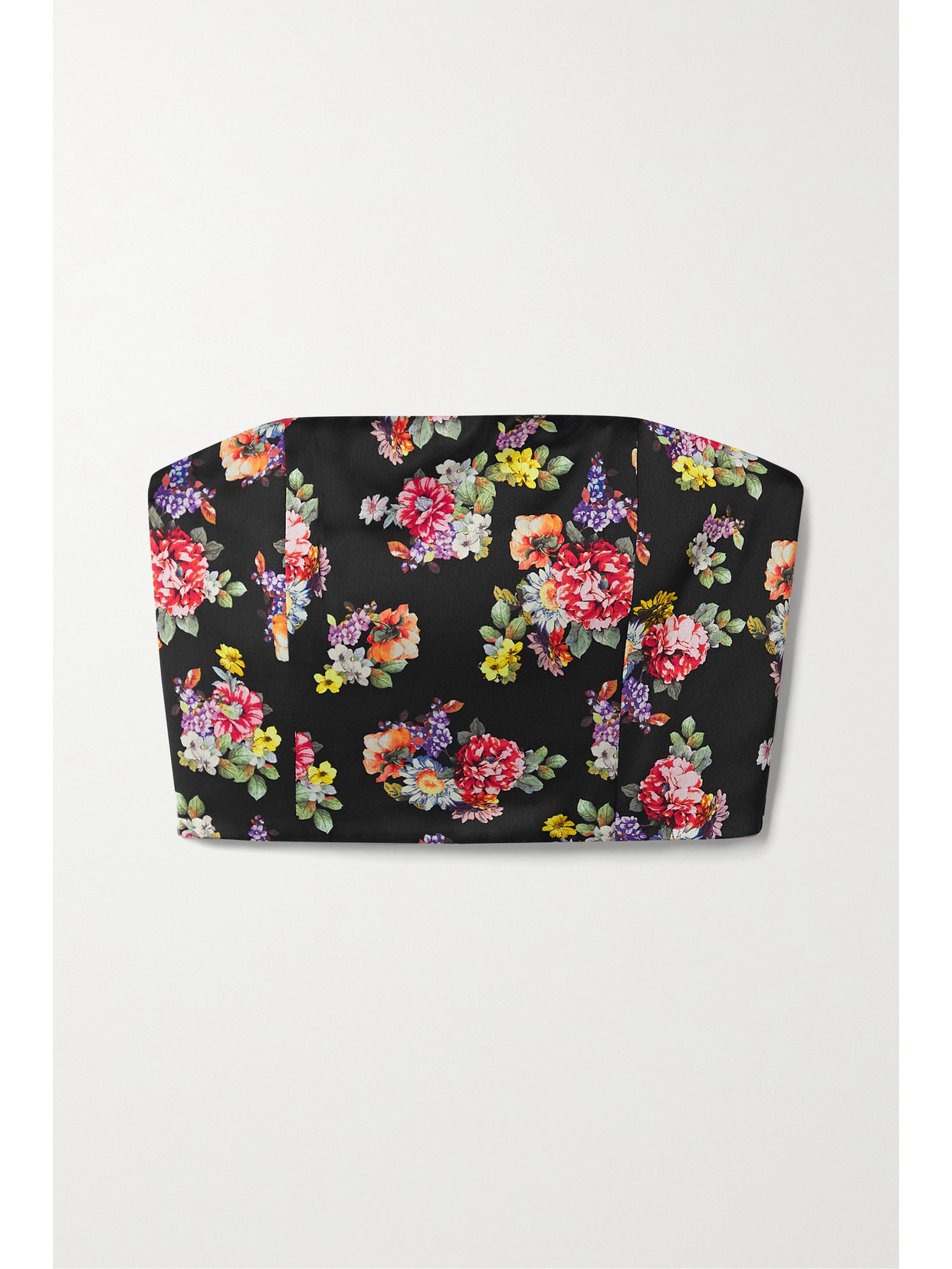 Alice + Olivia - Ceresi Cropped Shirred Floral-print Crepe Top - Black