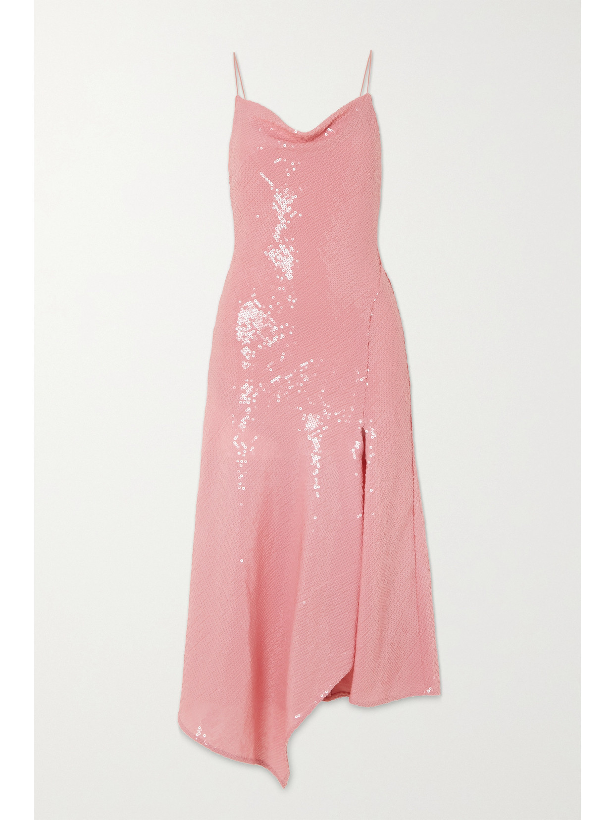 Alice And Olivia Harmony Sequin Asymmetric Hem Cocktail Dress In Pink