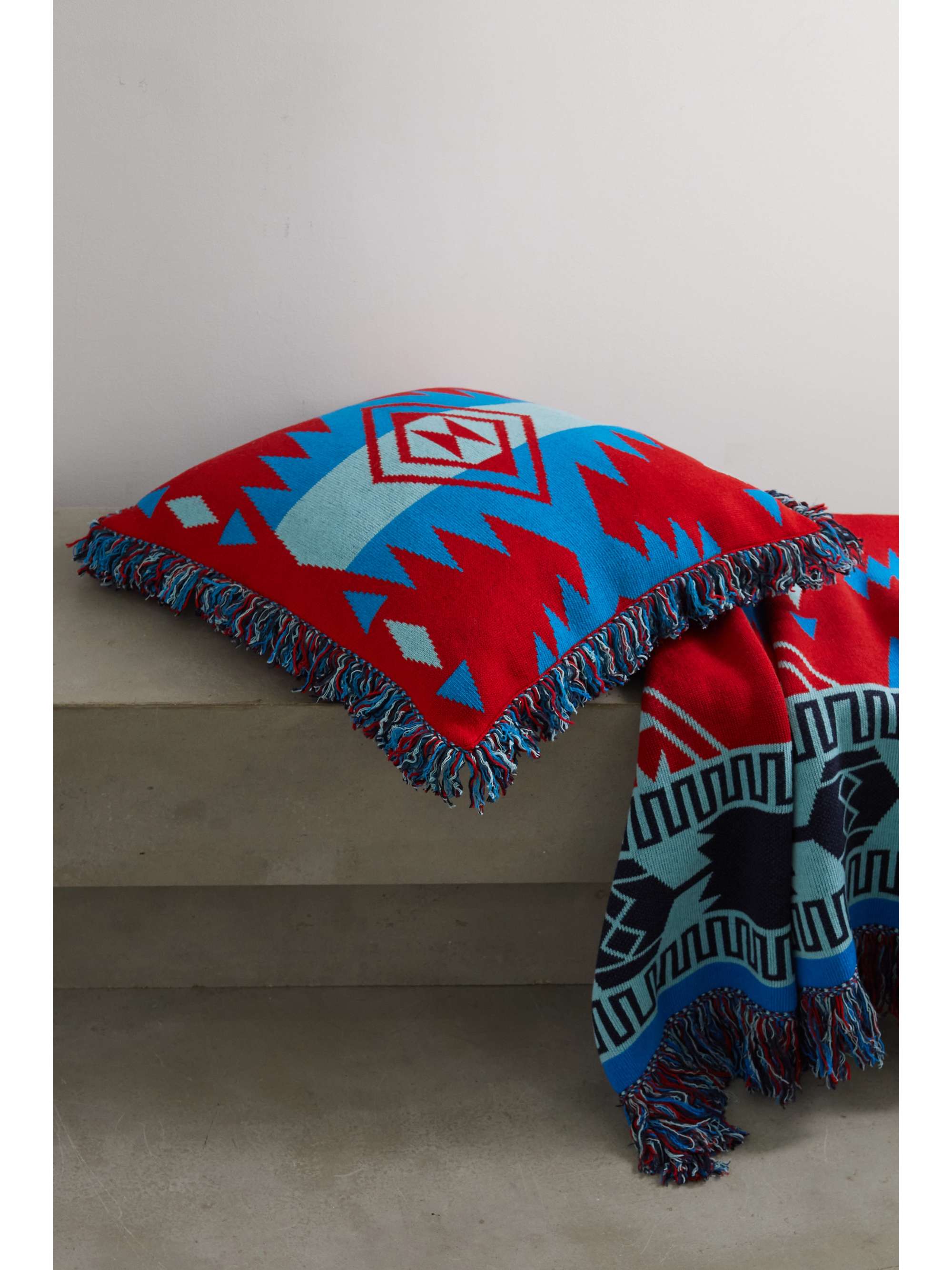 ALANUI Icon fringed jacquard-knit wool-blend pillow