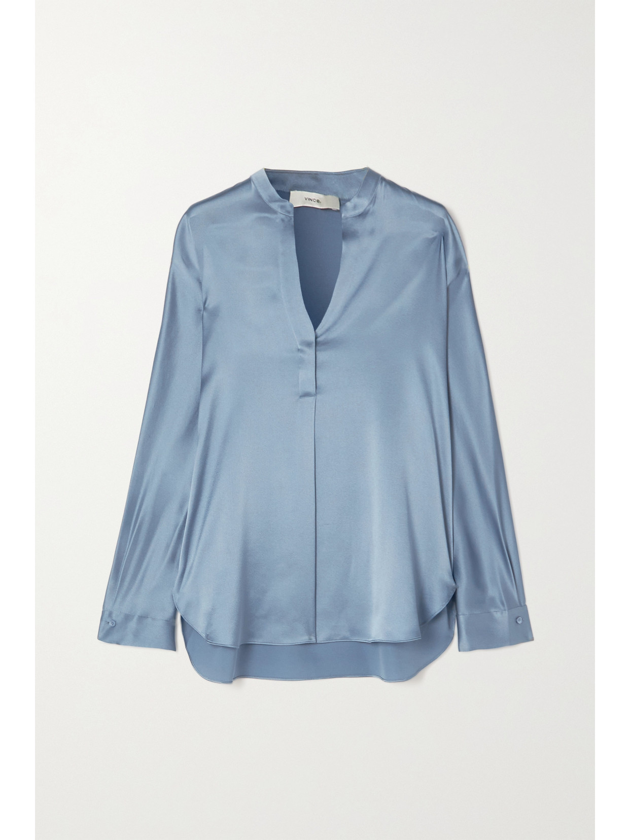 Vince Camicia Band Collar Blouse In Black