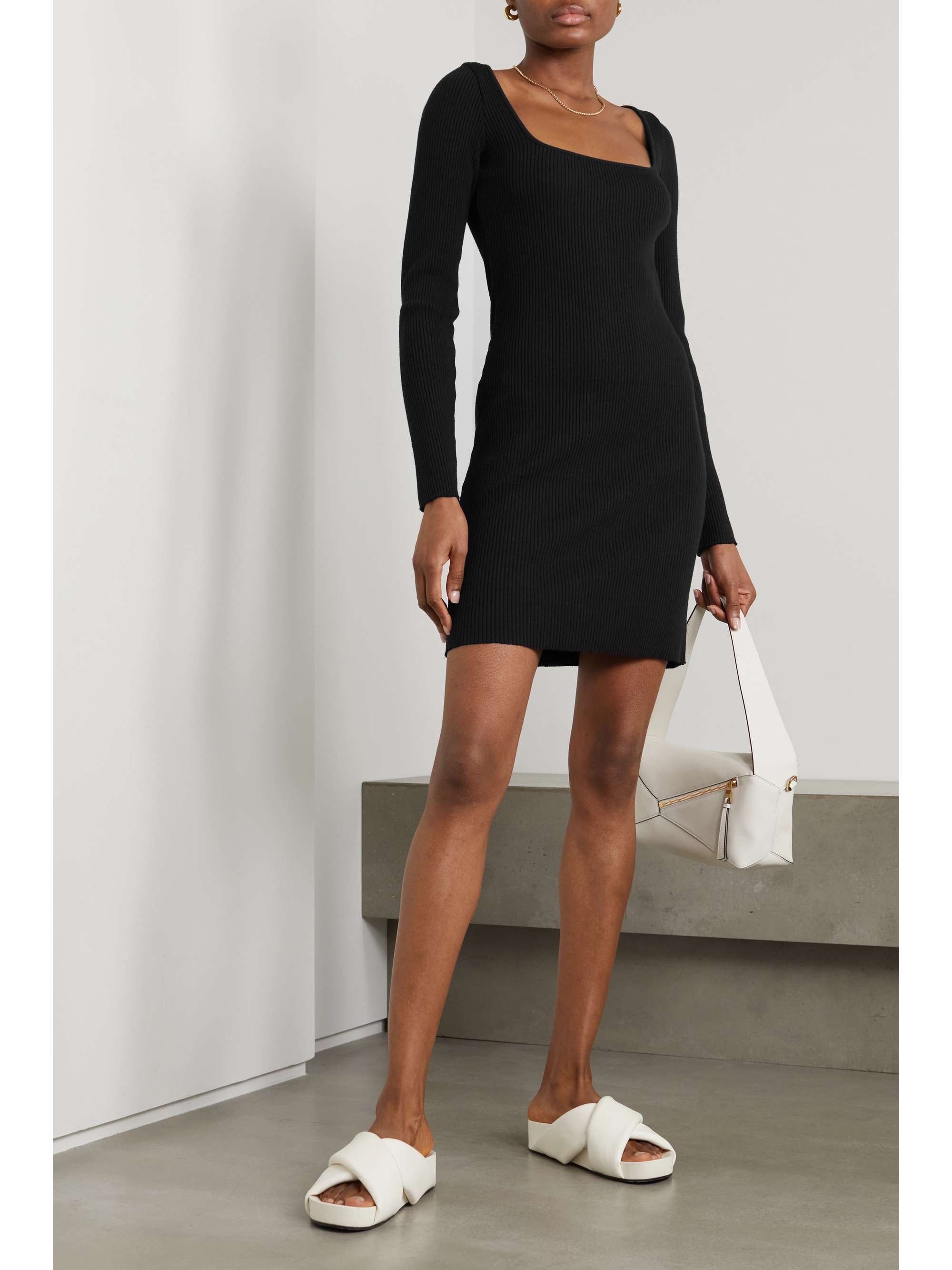 Ribbed stretch-knit mini dress | VINCE 