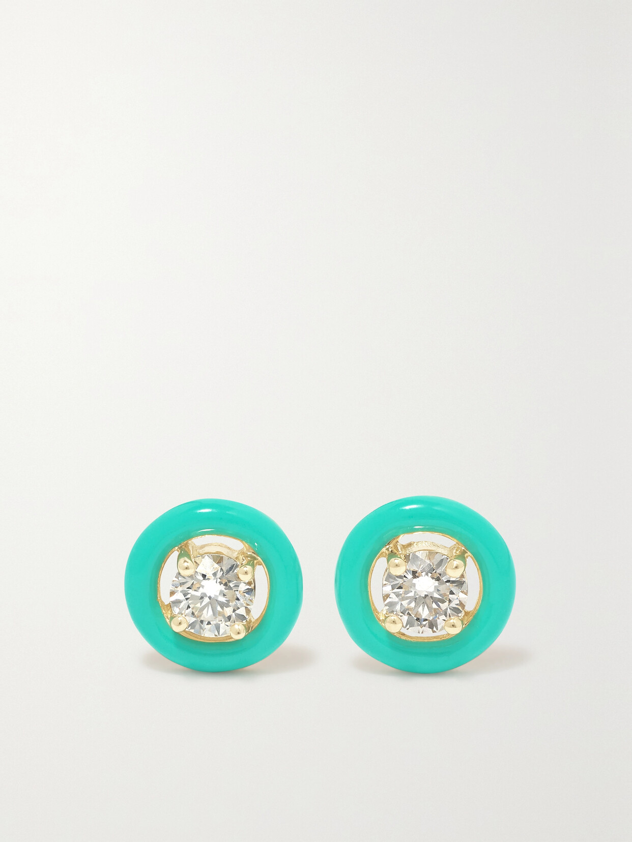 Melissa Kaye Sylvie 18-karat Gold, Enamel And Diamond Earrings