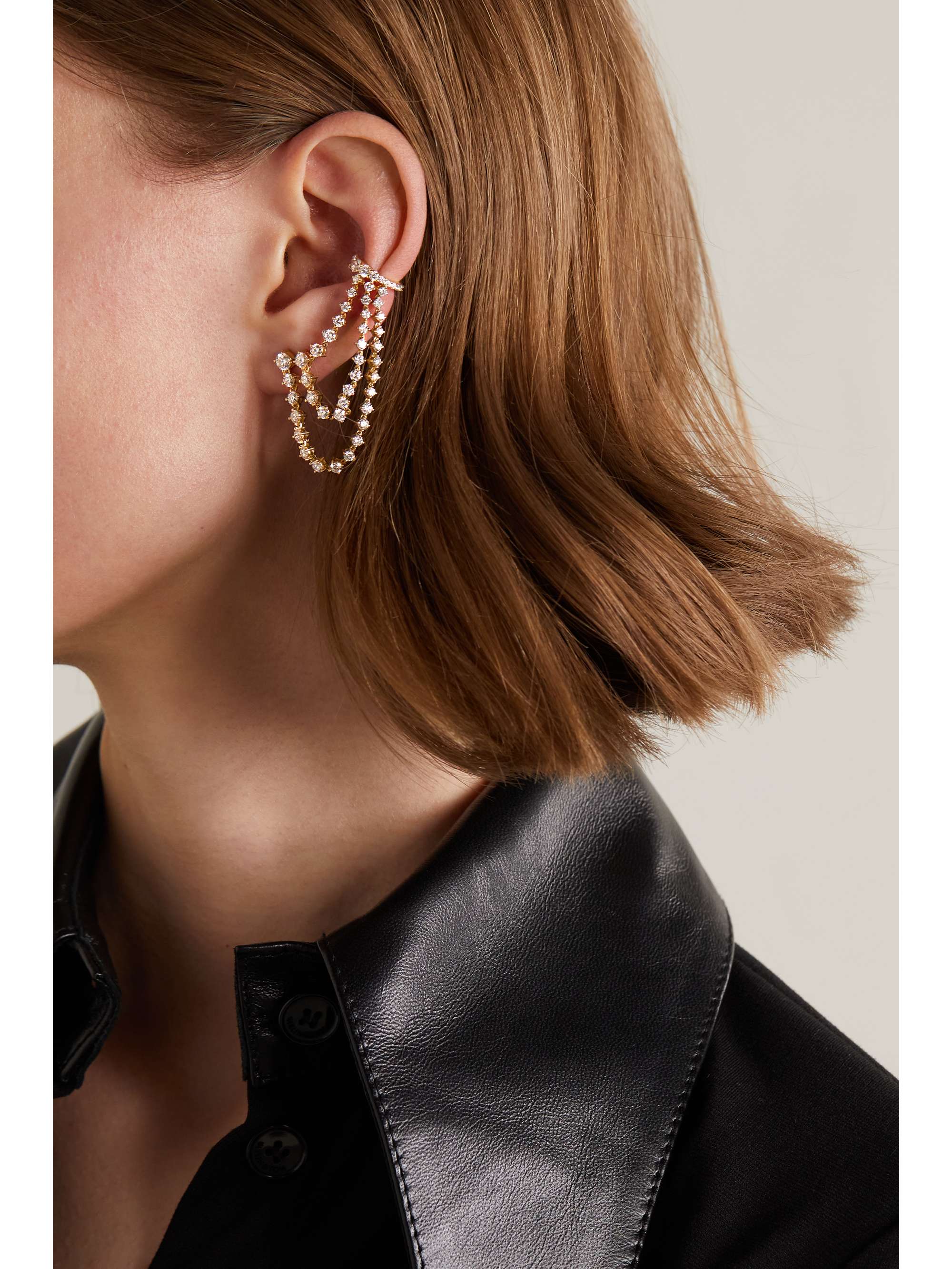 MELISSA KAYE Sadie Triple 18-karat gold diamond single earring