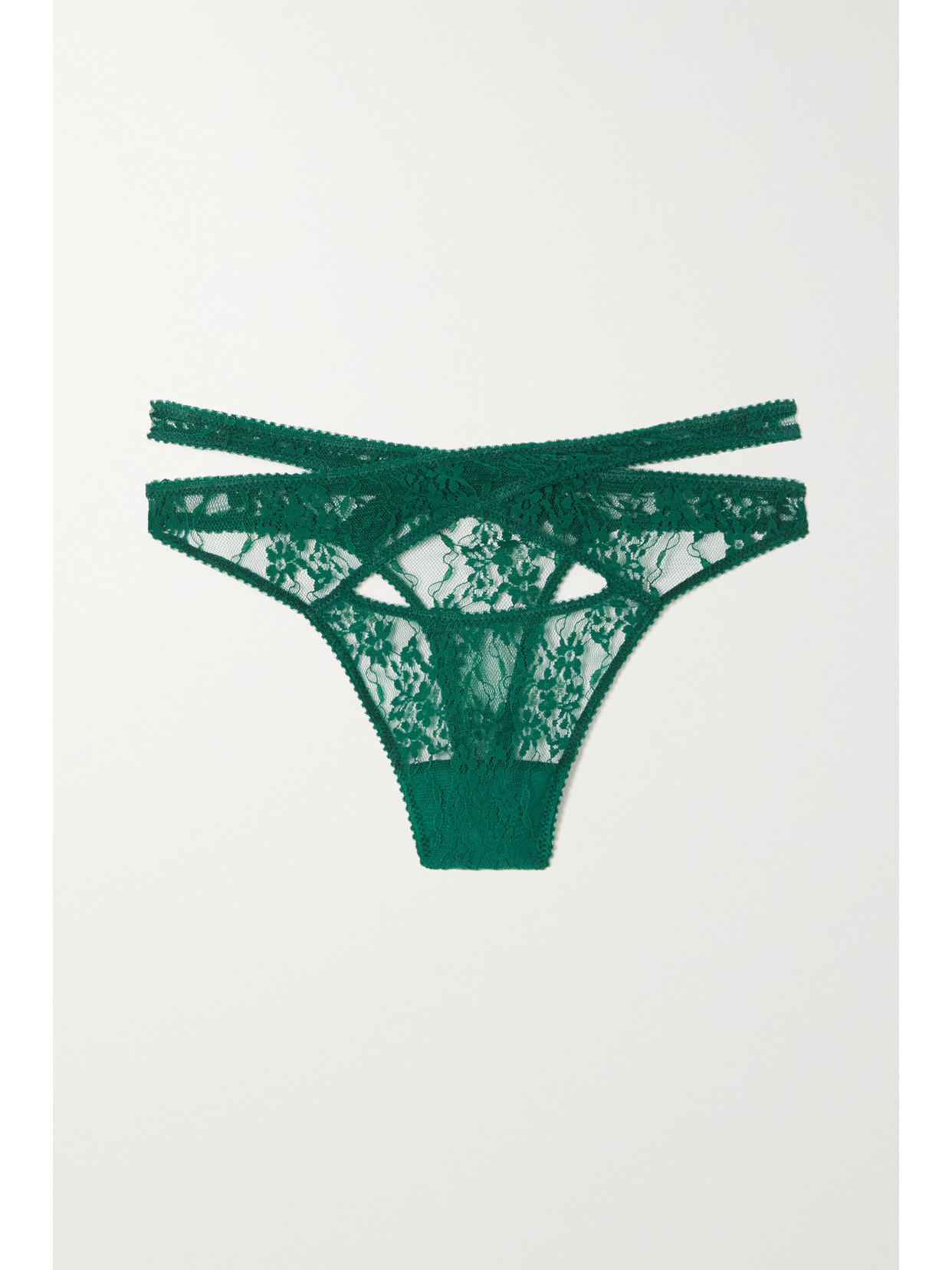 Coco de Mer Georgia Wrap-effect Cutout Embroidered Tulle Thong