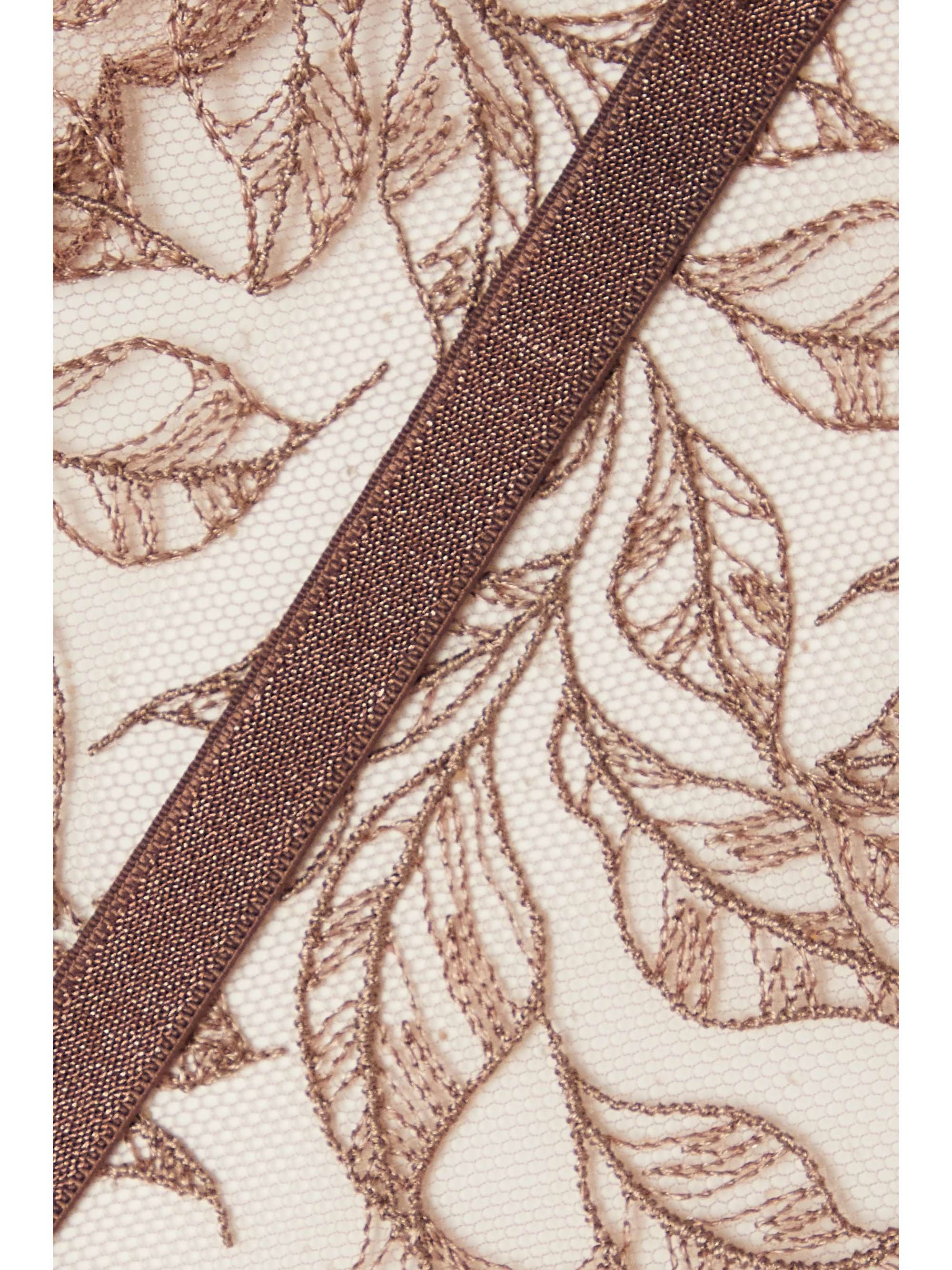COCO DE MER Porte-jarretelles en tulle à finitions en satin et à broderies Paeonia
