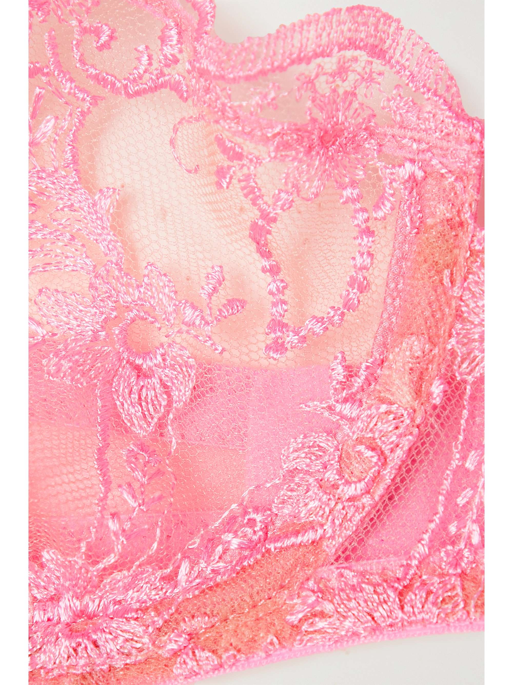 I.D. SARRIERI + NET SUSTAIN Petal Bloom embroidered tulle underwired balconette bra