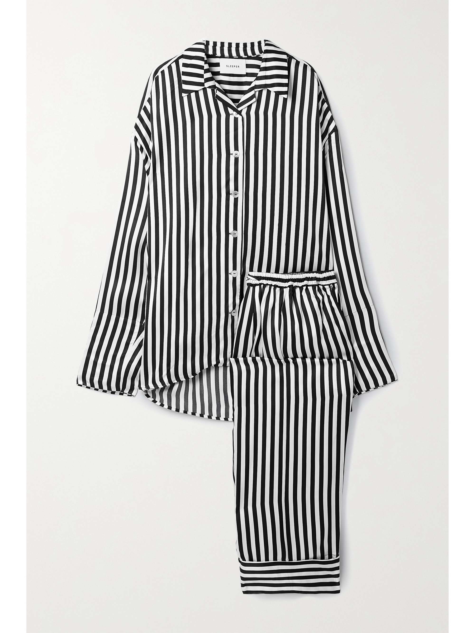 SLEEPER + NET SUSTAIN striped satin pajama set