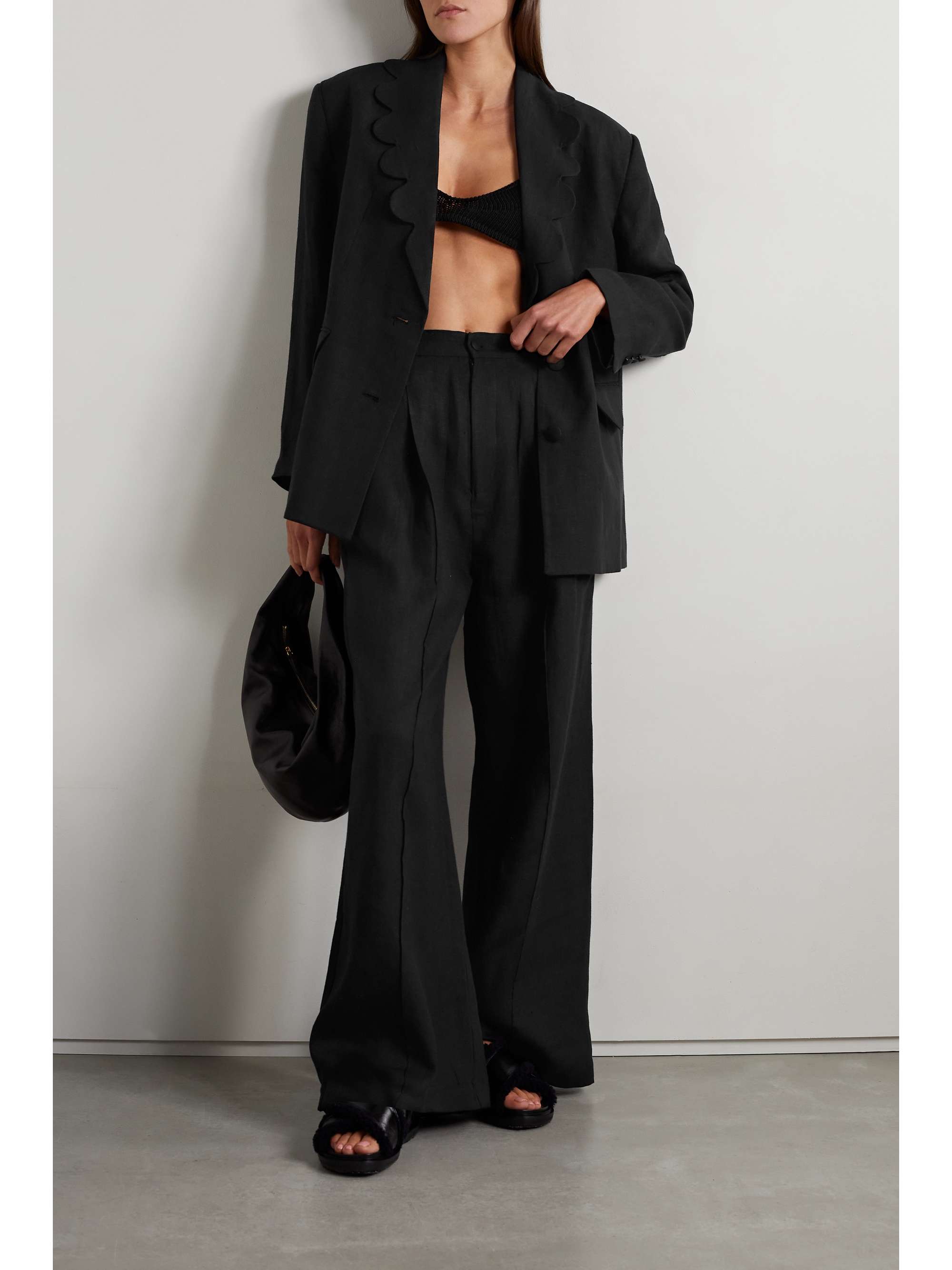 SLEEPER + NET SUSTAIN Dynasty scalloped linen blazer