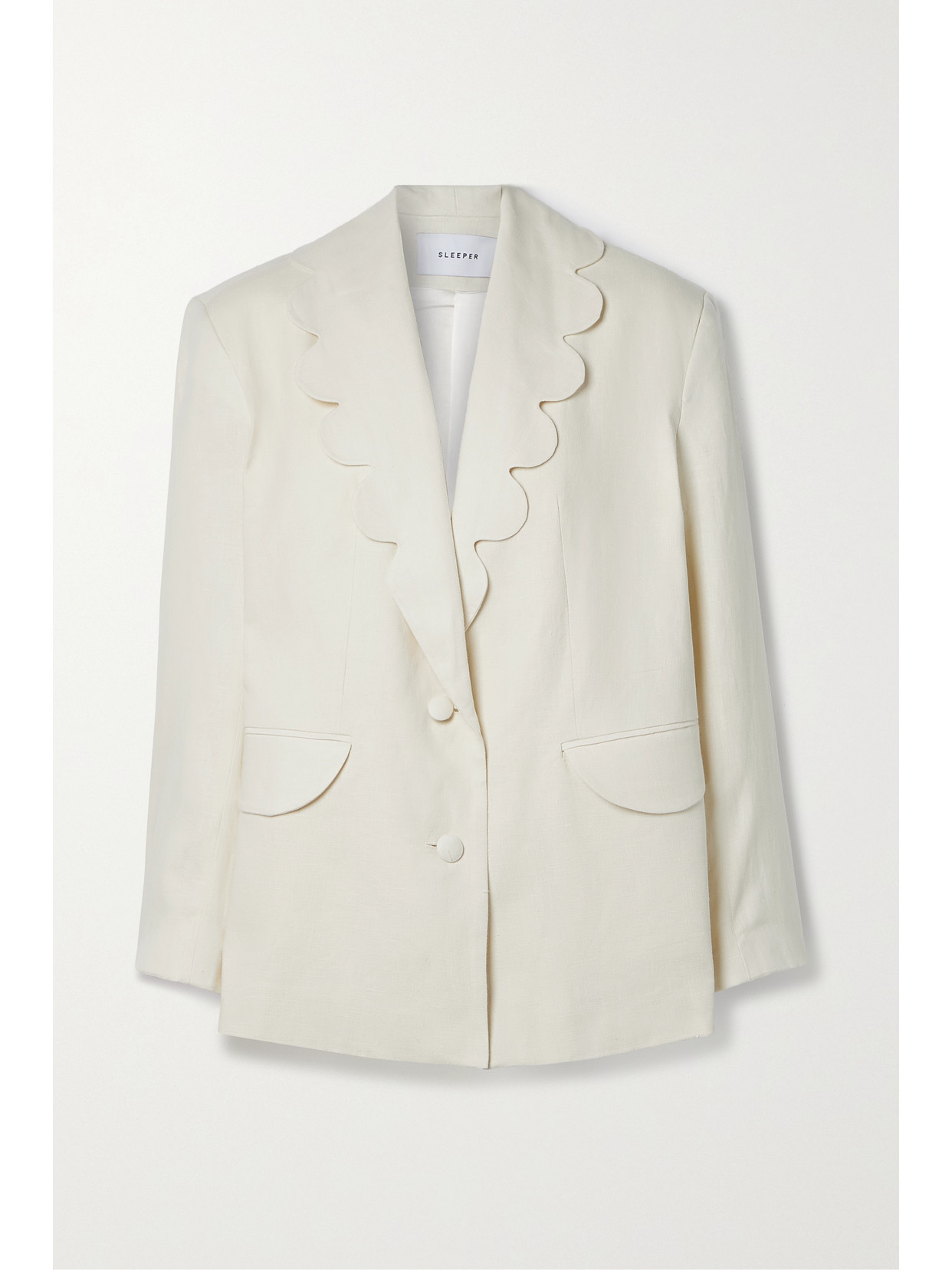 Sleeper - + Net Sustain Dynasty Scalloped Linen Blazer - Off-white