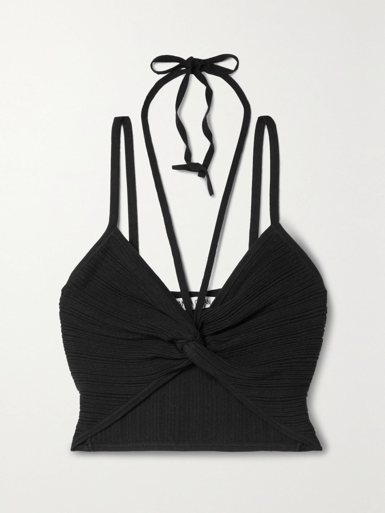 Shop Anna Quan Tori Cropped Cotton-blend Jersey Top In Black