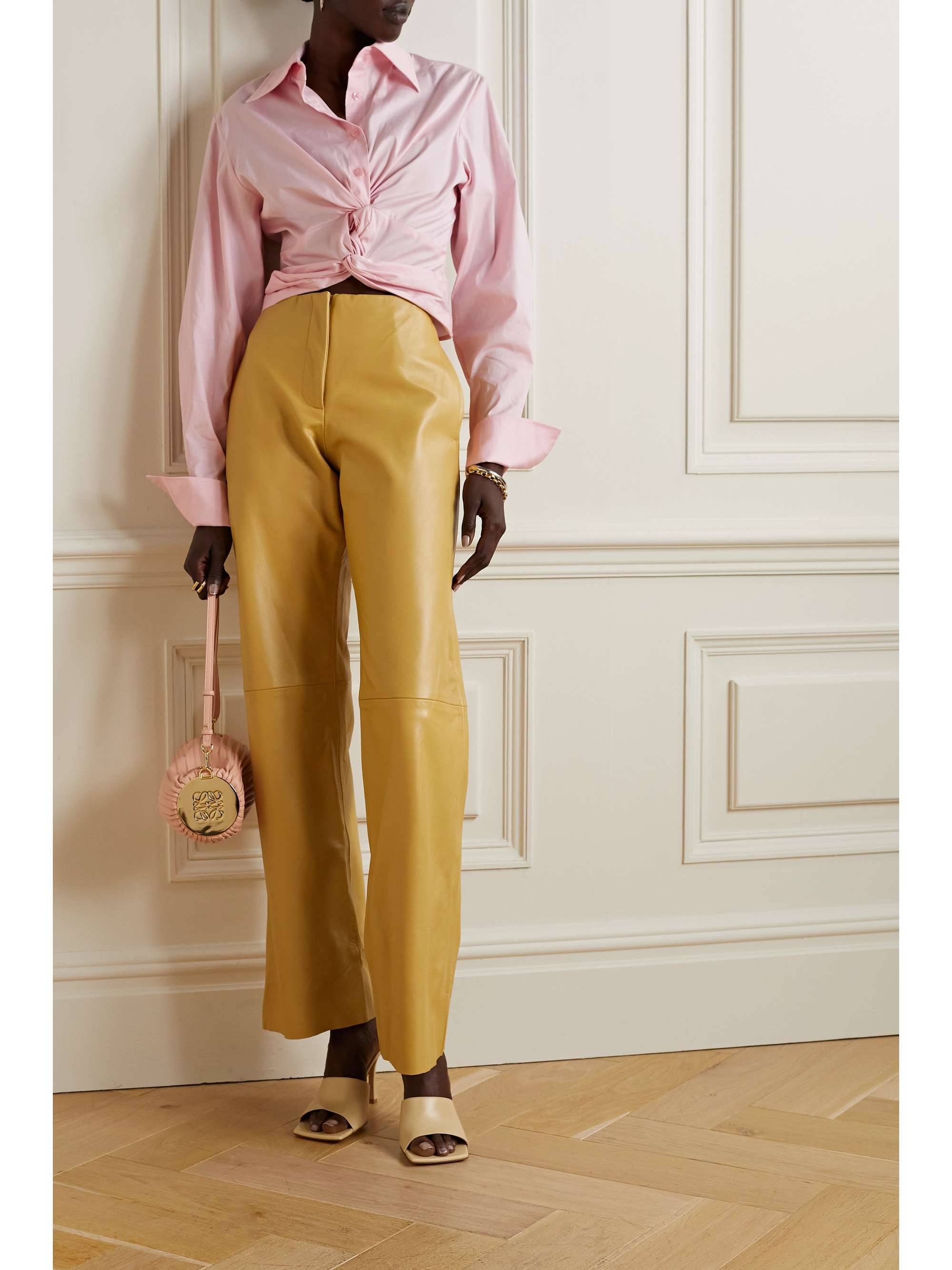 ANNA QUAN Jade twist-front cropped cotton-blend poplin shirt