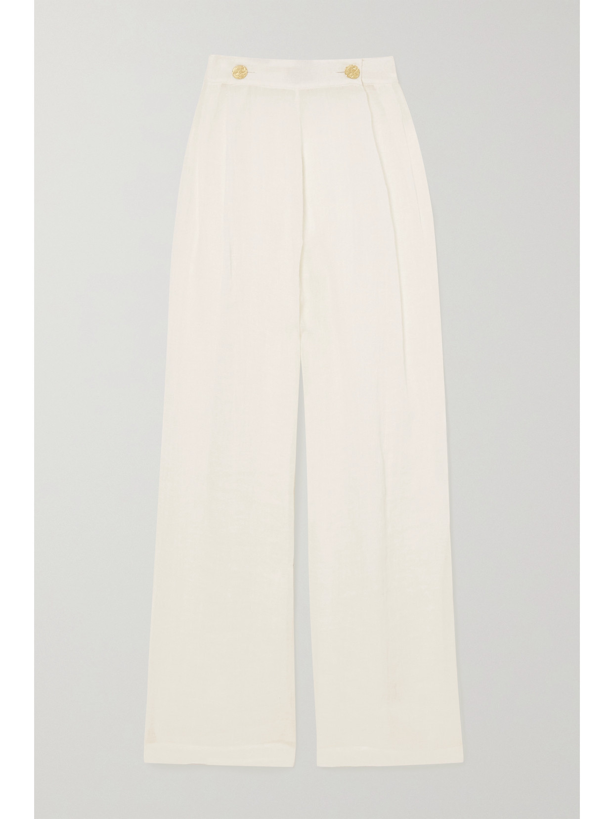 Le Kasha – + Net Sustain X Lg Electronics Pleated Organic Linen-gauze Wide-leg Pants – Off-white