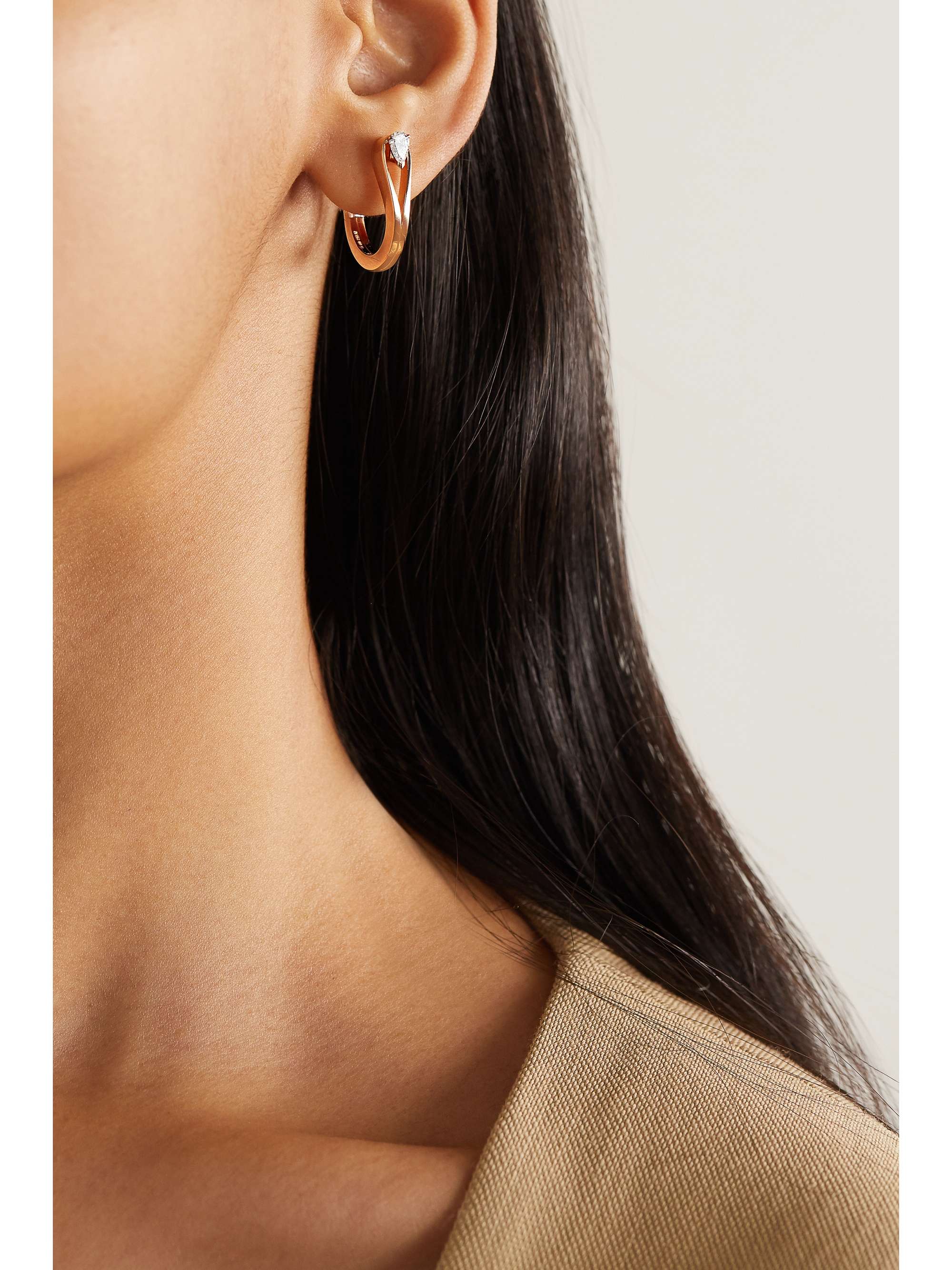 REPOSSI Serti Inversé 18-karat rose gold diamond earring