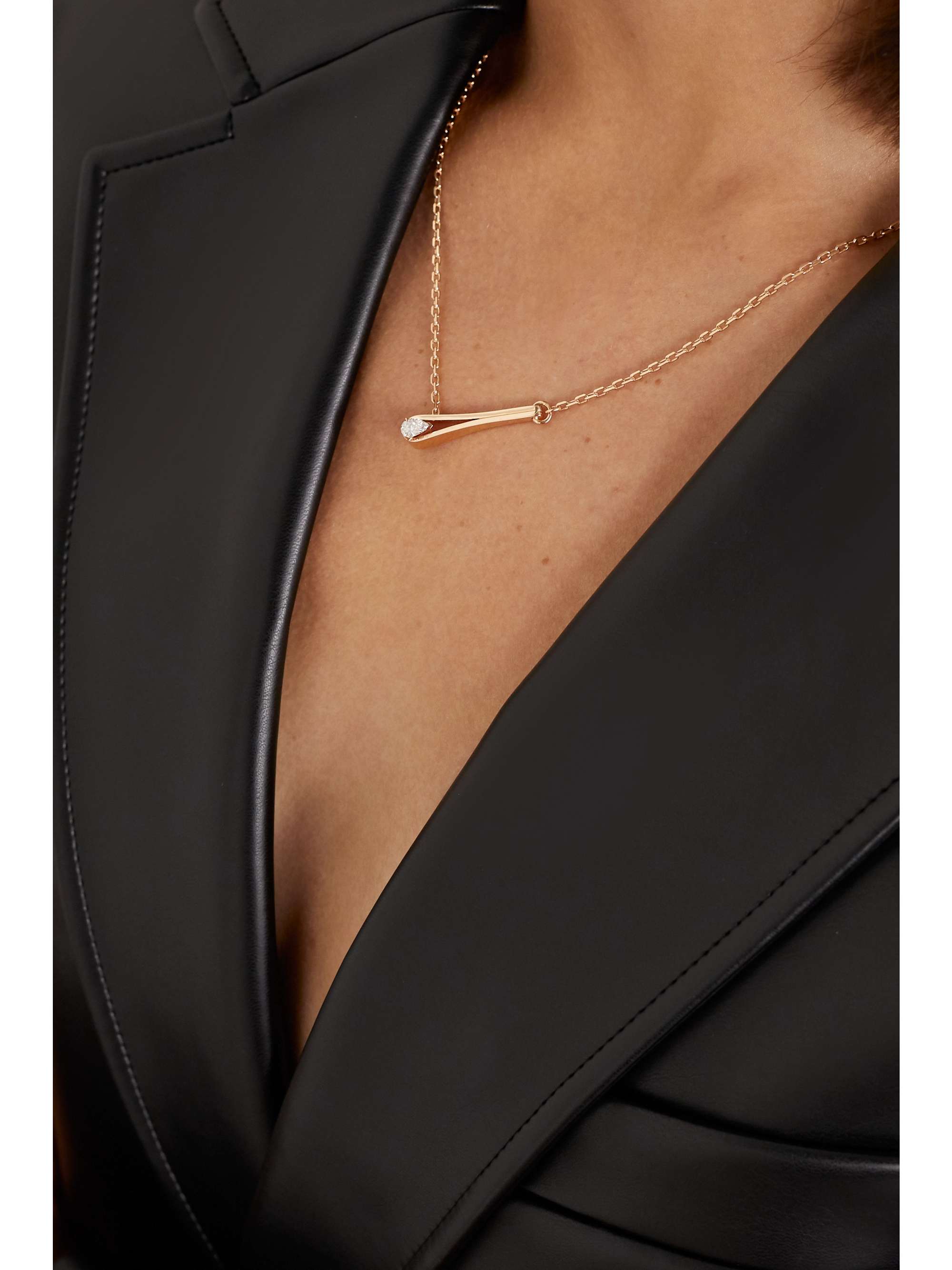 REPOSSI Serti Inversé 18-karat rose gold diamond necklace