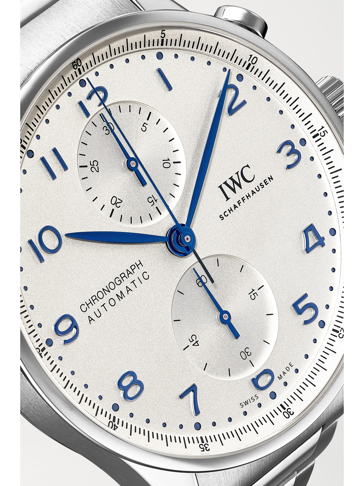Shop Iwc Schaffhausen Portugieser Automatic Chronograph 41mm Stainless Steel Watch In Silver