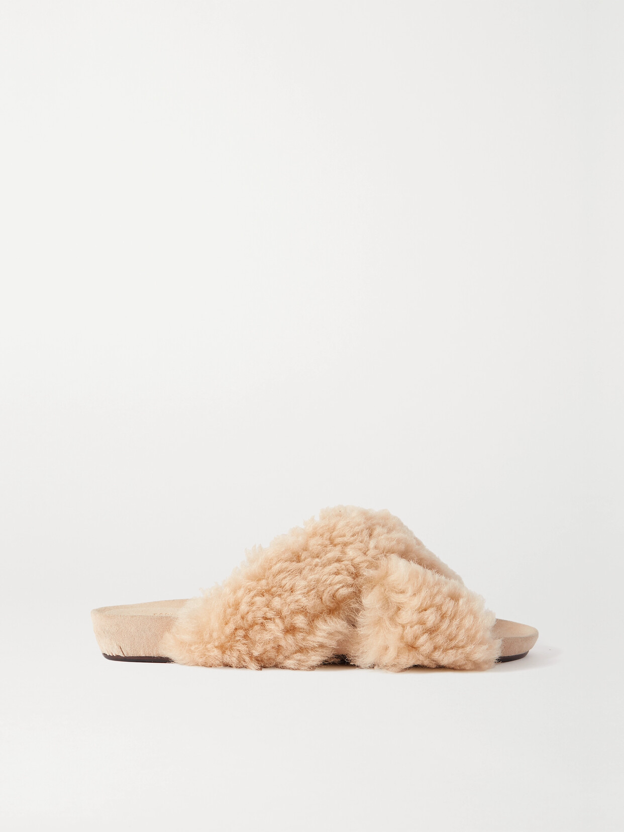 ATP ATELIER DORIS SHEARLING AND SUEDE SLIDES