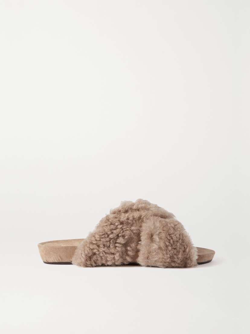 ATP Atelier Doris Shearling And Suede Slides