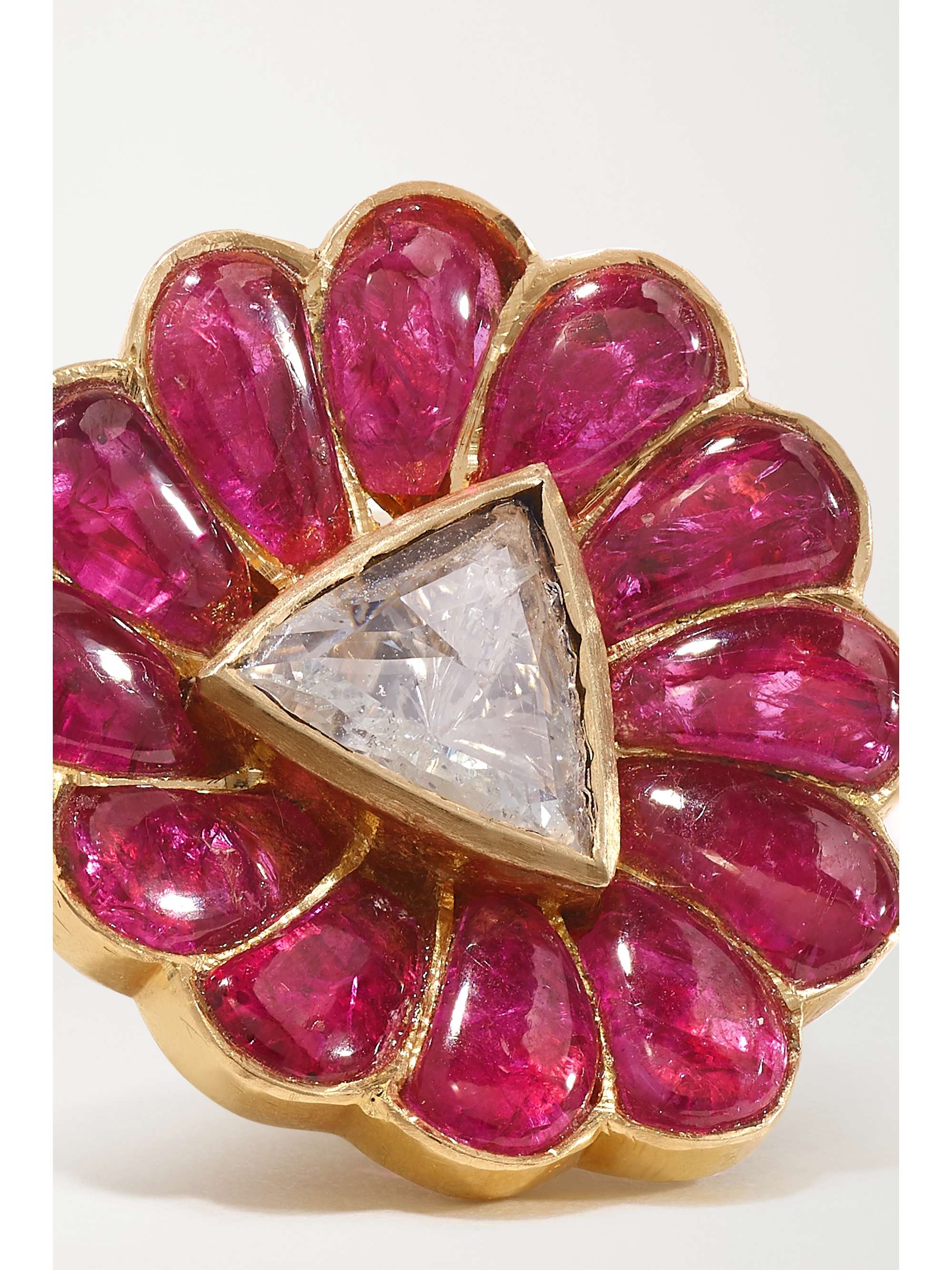 AMRAPALI LONDON 18-karat gold, ruby and diamond earrings
