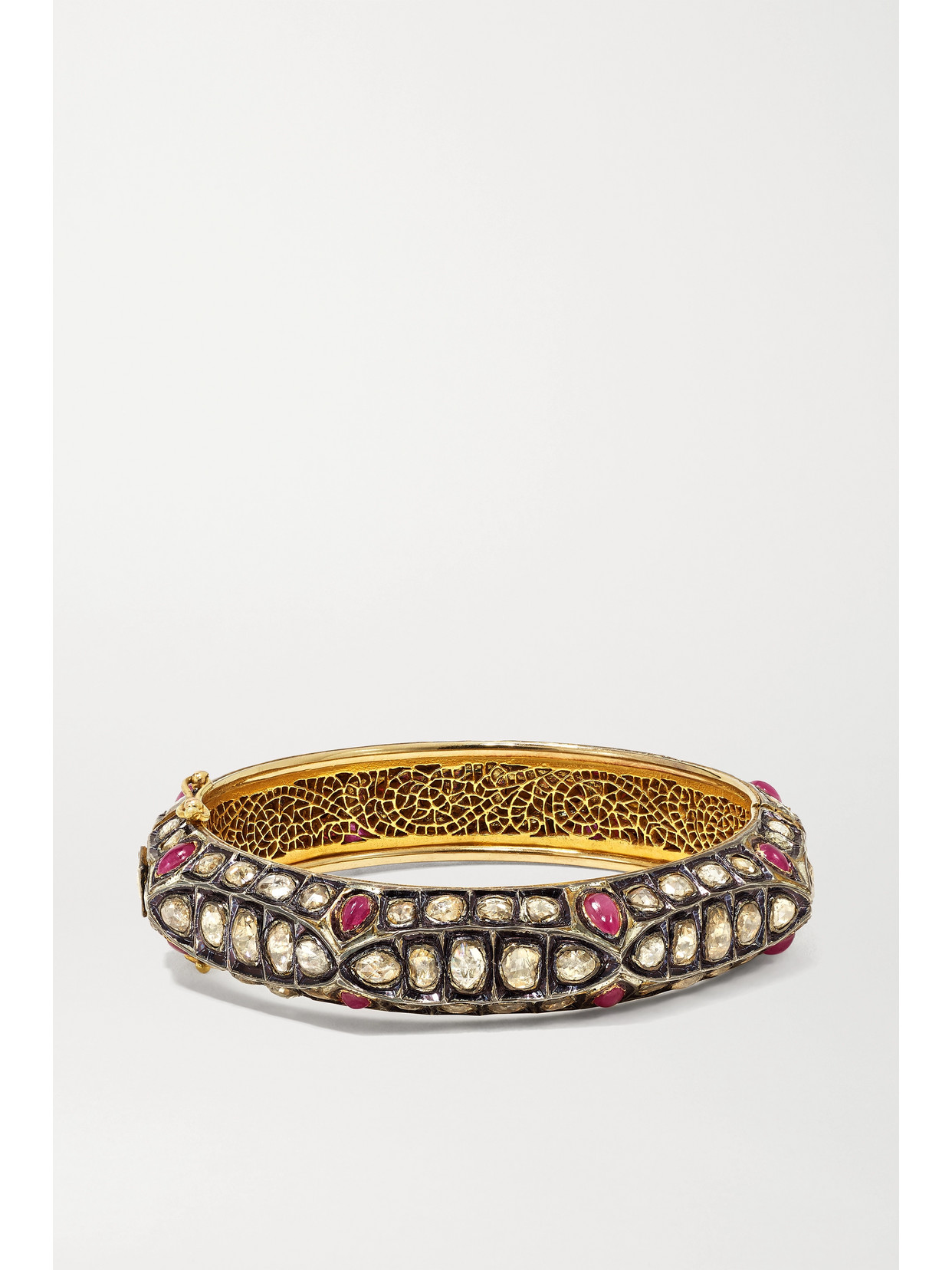 Amrapali London - 18-karat Gold And Sterling Silver, Diamond And Ruby Bangle - one size