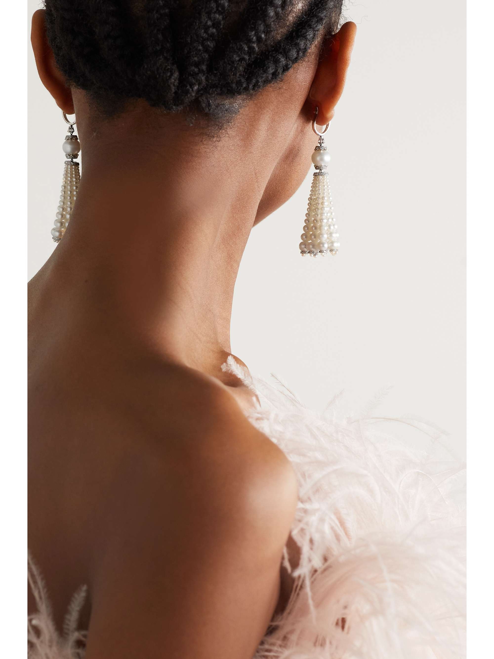 AMRAPALI LONDON 18-karat white gold, pearl and diamond earrings