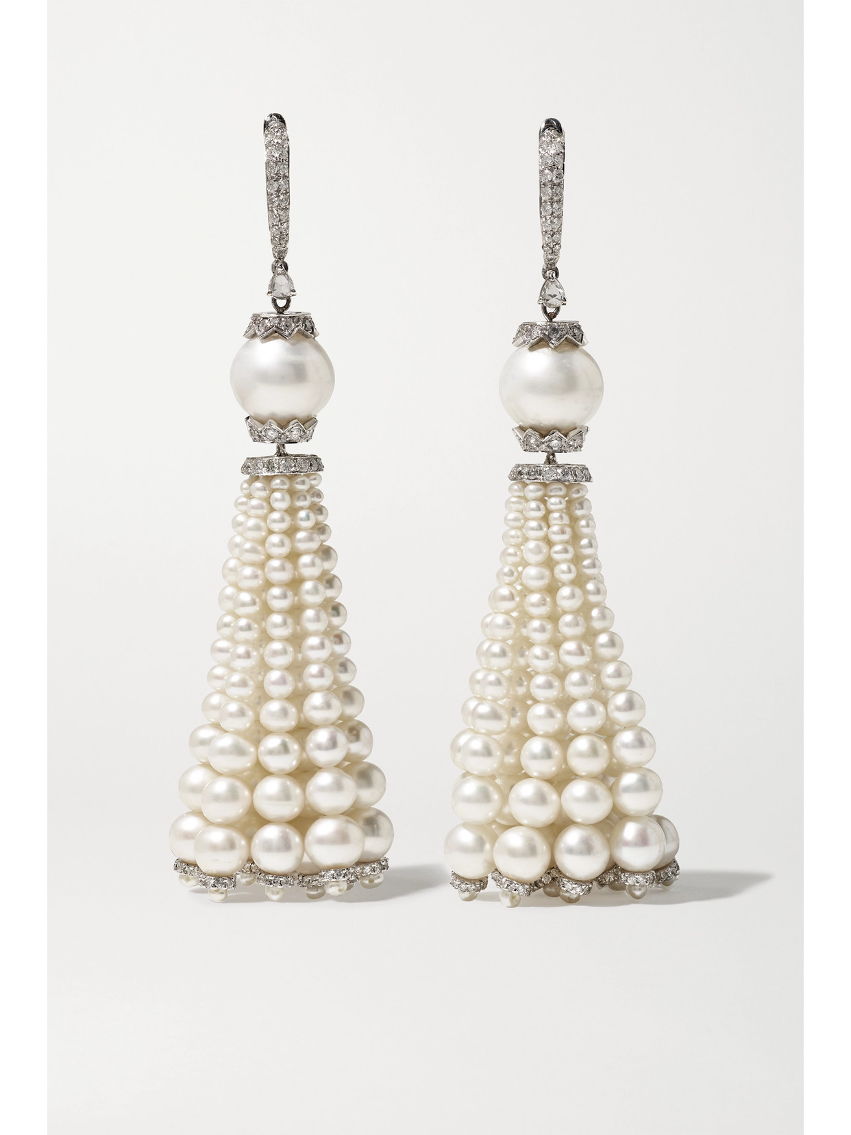 Amrapali London 18-karat White Gold, Pearl And Diamond Earrings