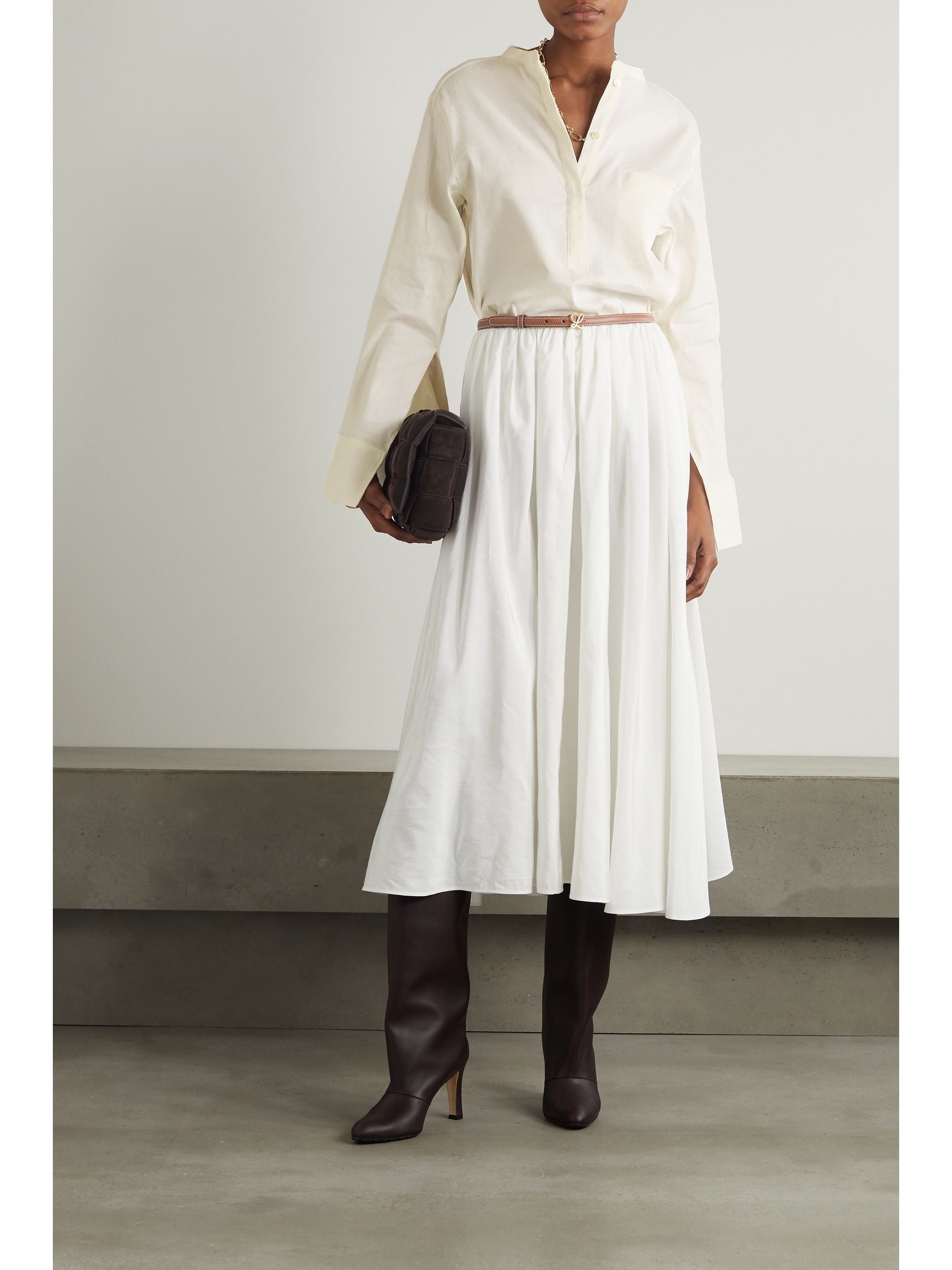 White linen blend shirt Clearance