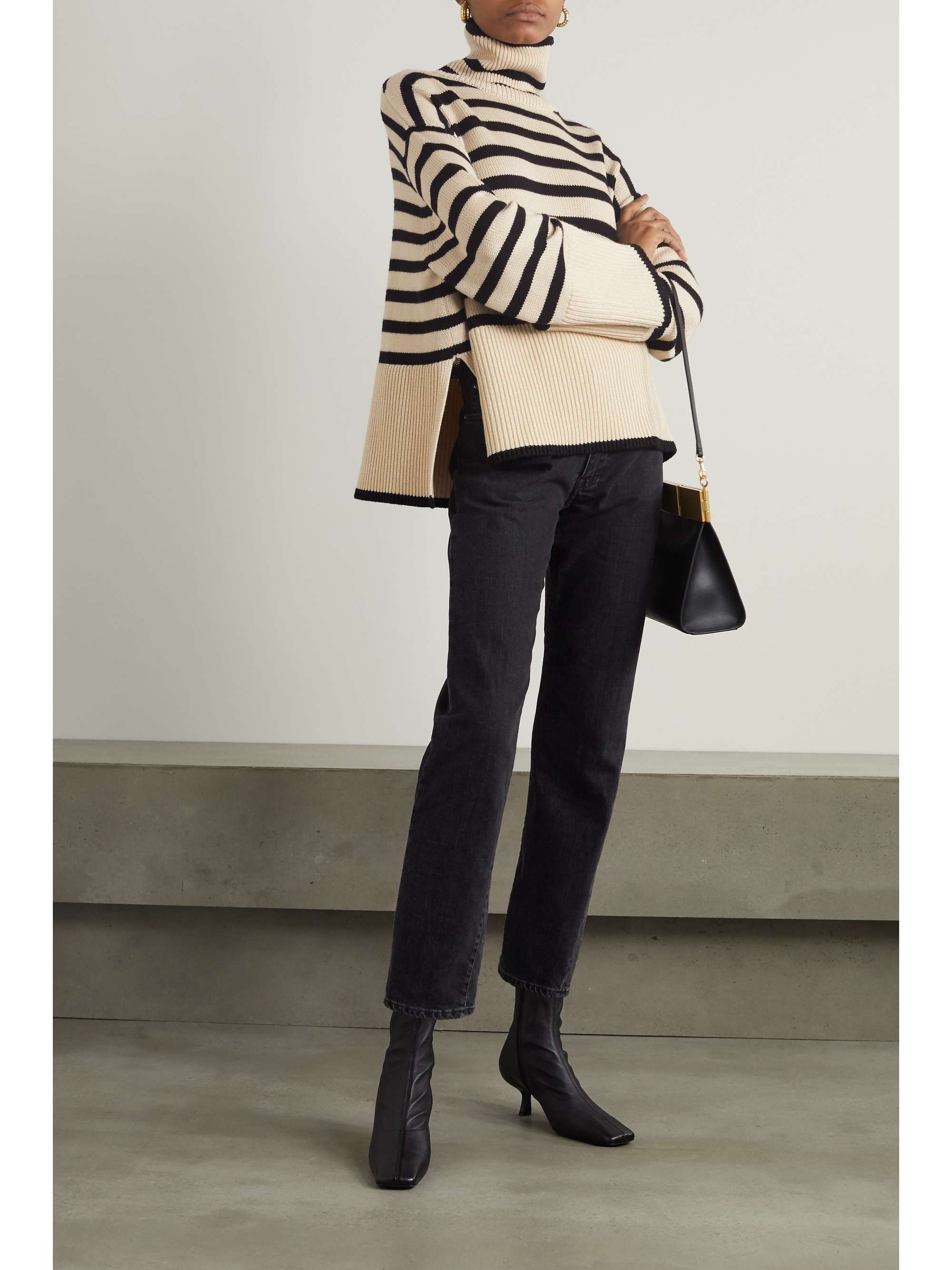 TOTEME Striped wool and cotton-blend turtleneck sweater