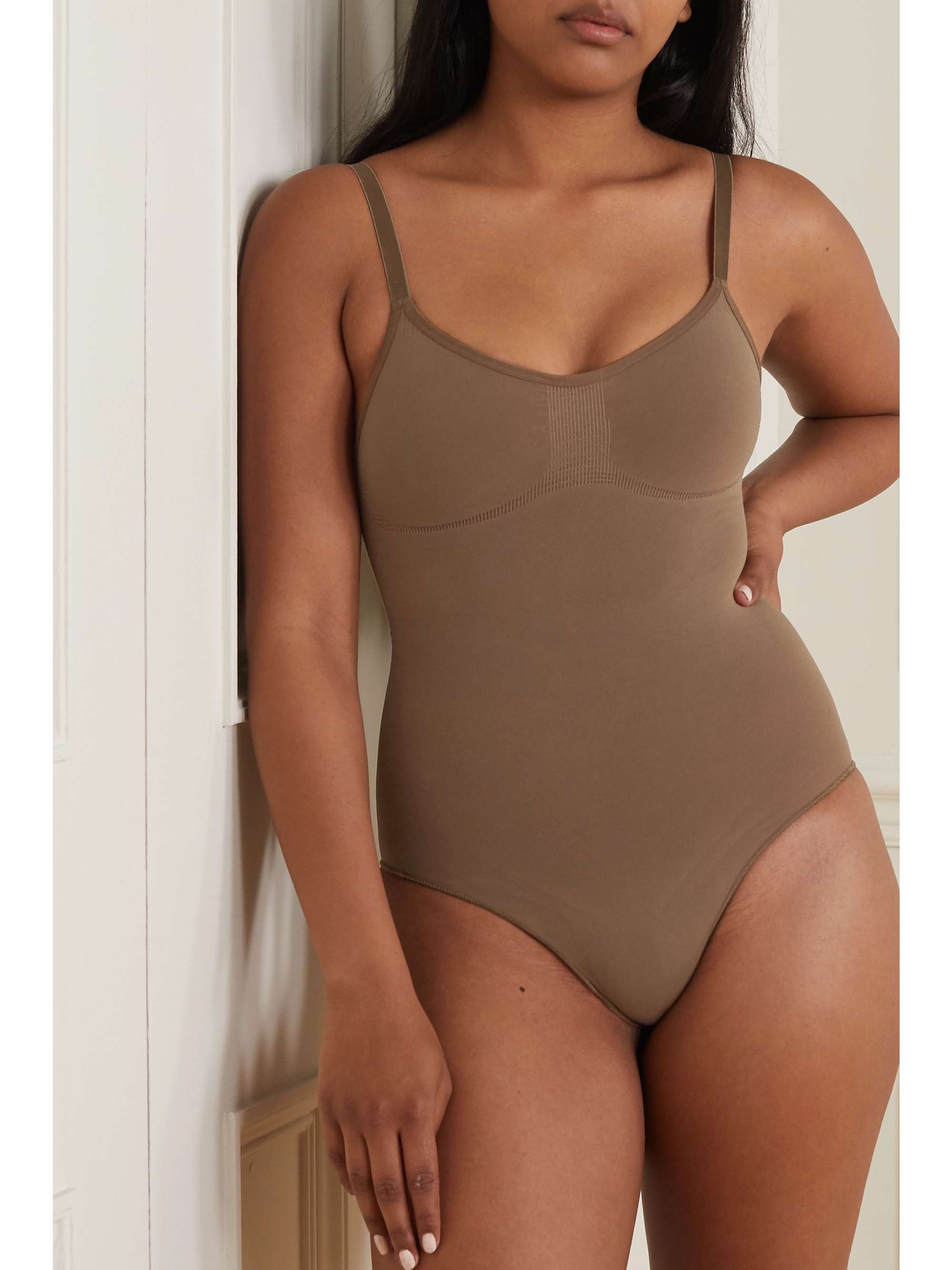 Skims Seamless Sculpt Fitted Stretch-woven Body in Brown