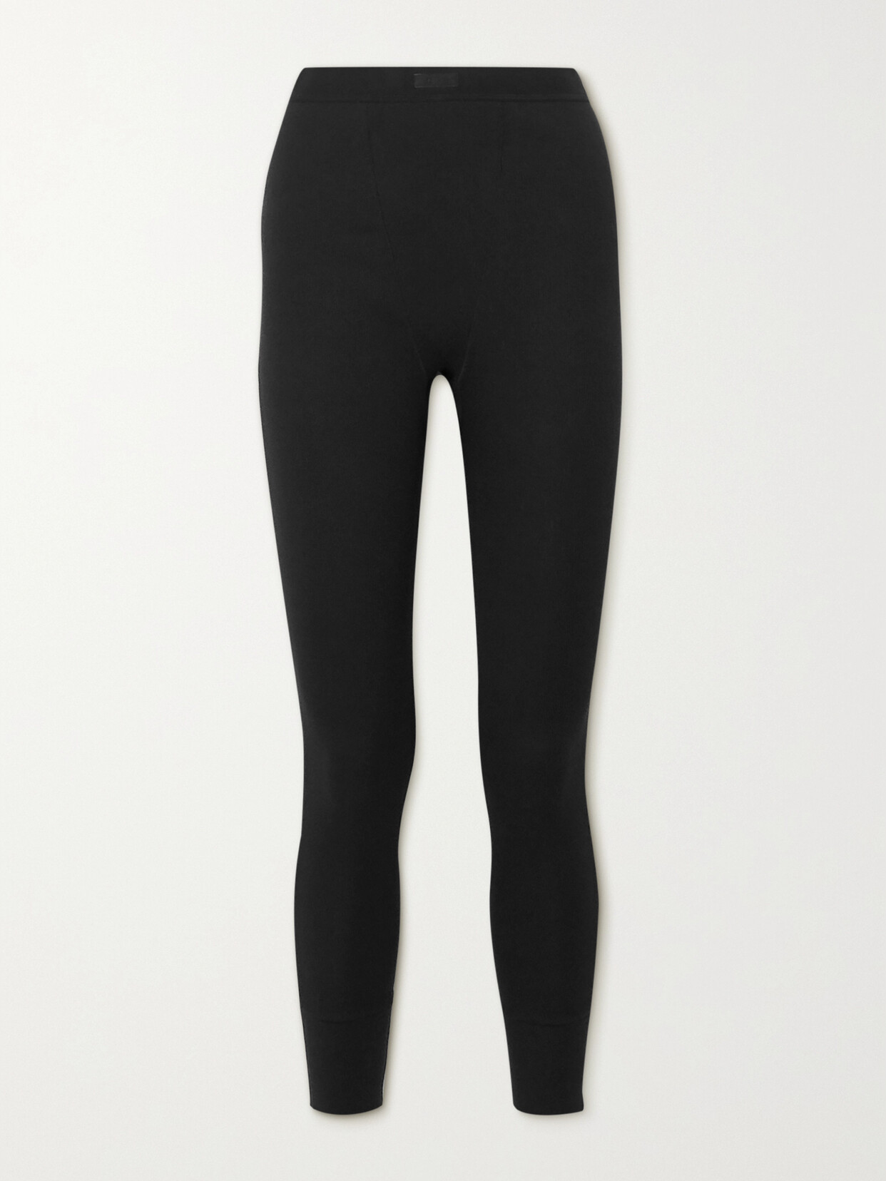 Shop Skims Thermal Ribbed Cotton-blend Leggings In Black