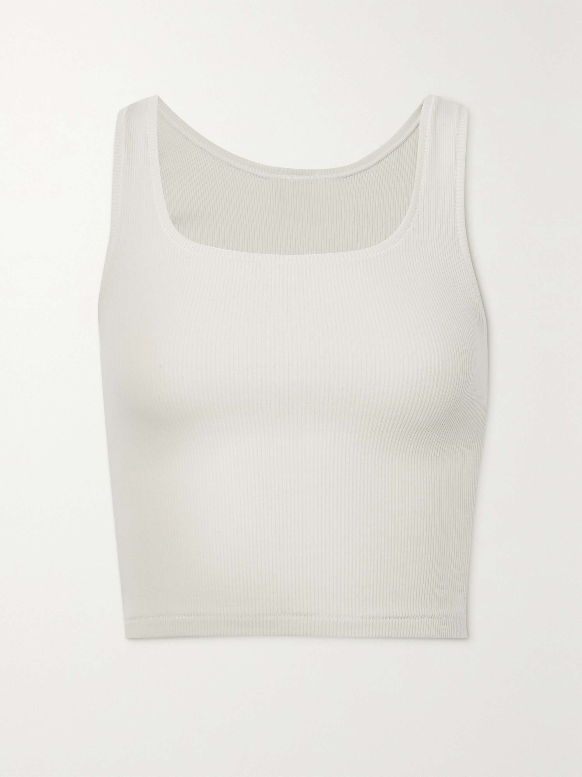 SKIMS Ribbed cotton-blend jersey tank - Soot