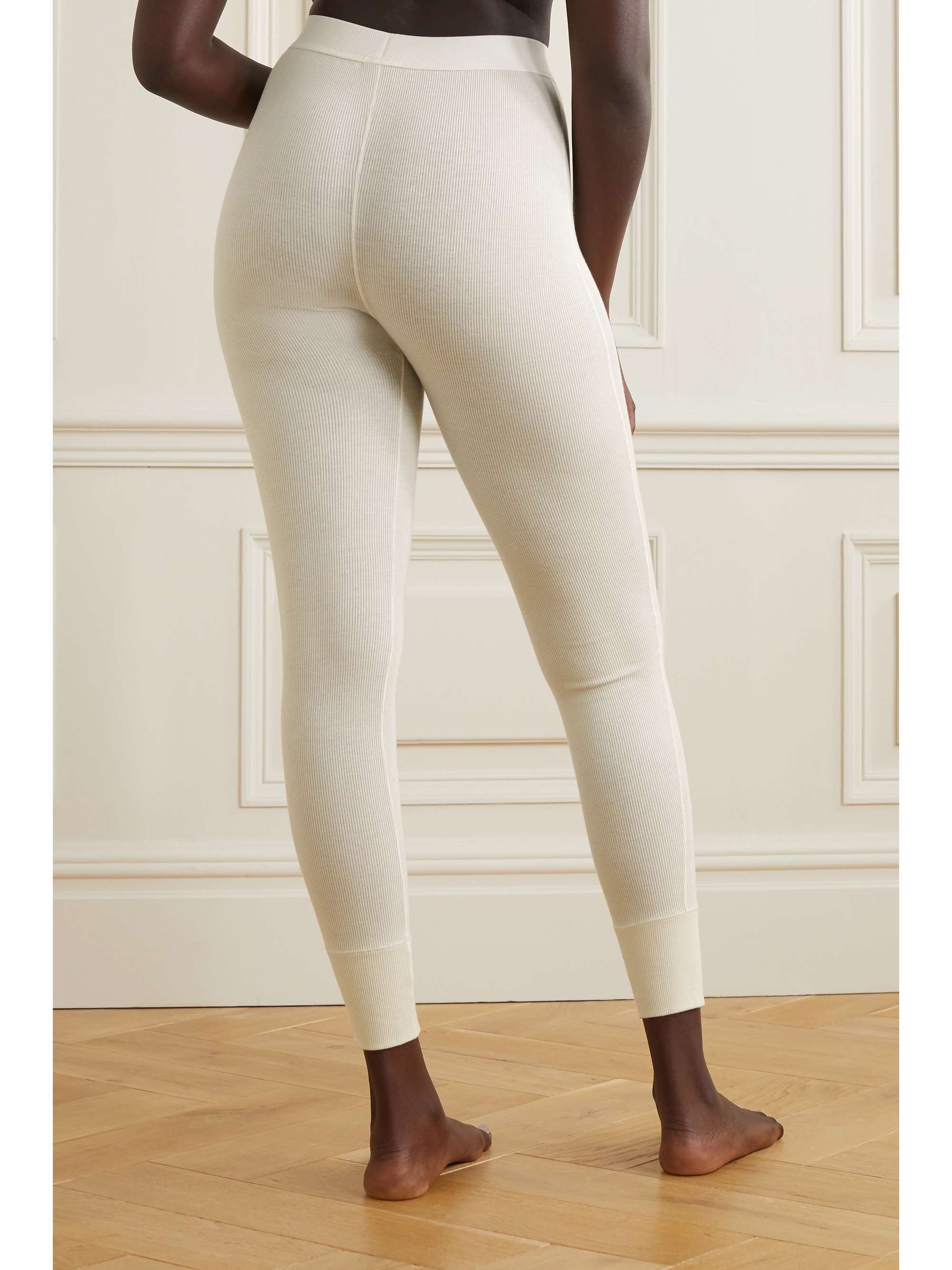 SKIMS Thermal ribbed cotton-blend leggings - Soot