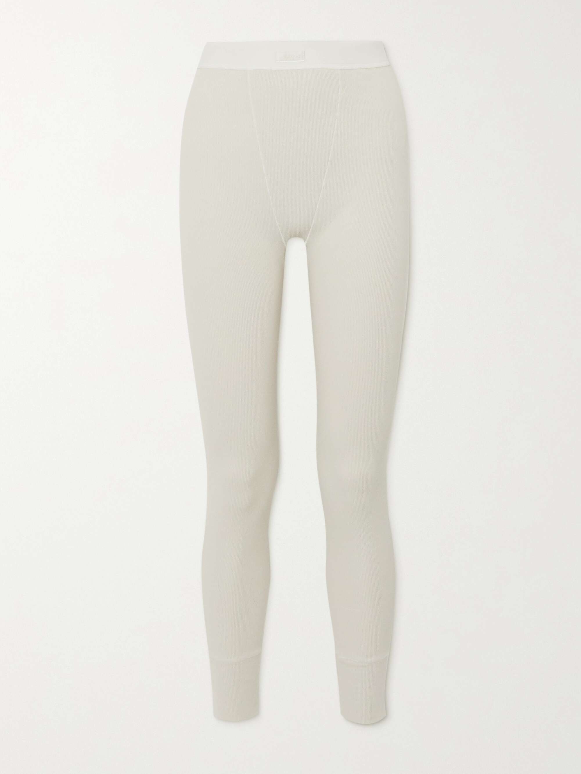 SKIMS Thermal ribbed cotton-blend leggings - Bone