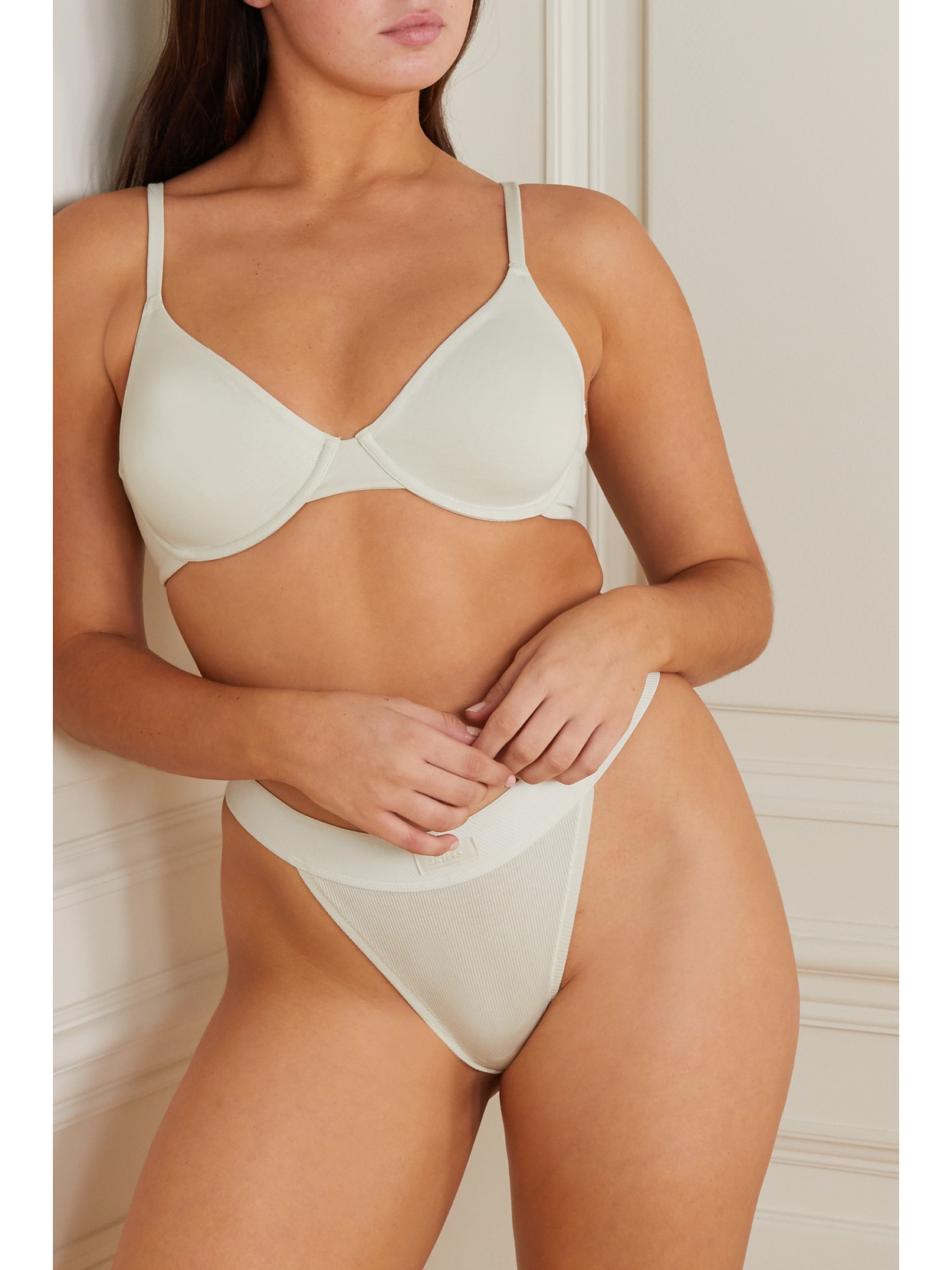 Skims Stretch Cotton Jersey Underwire Bra In White ModeSens