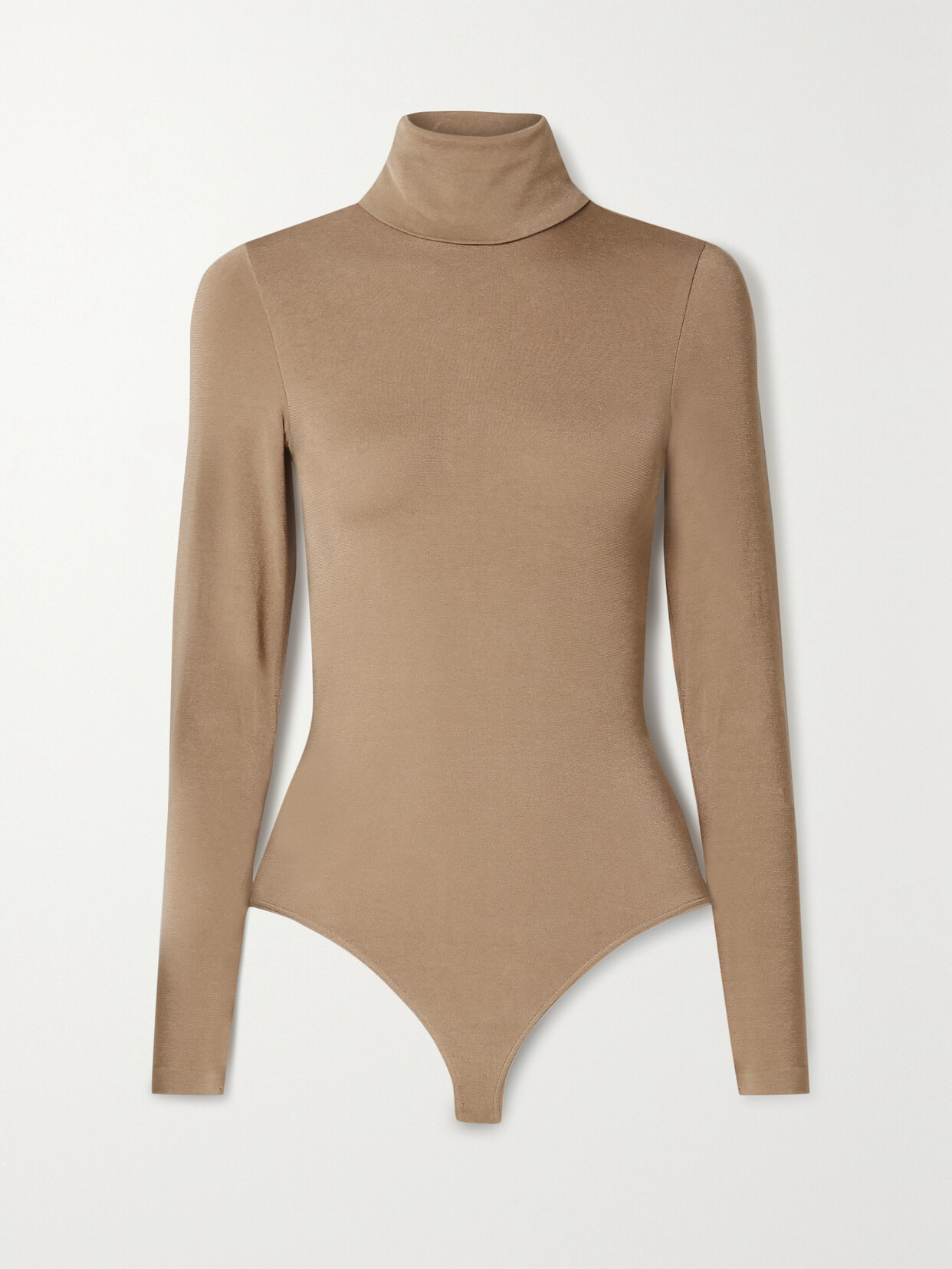 Wolford Colorado Stretch-jersey Turtleneck Thong Bodysuit In Powder