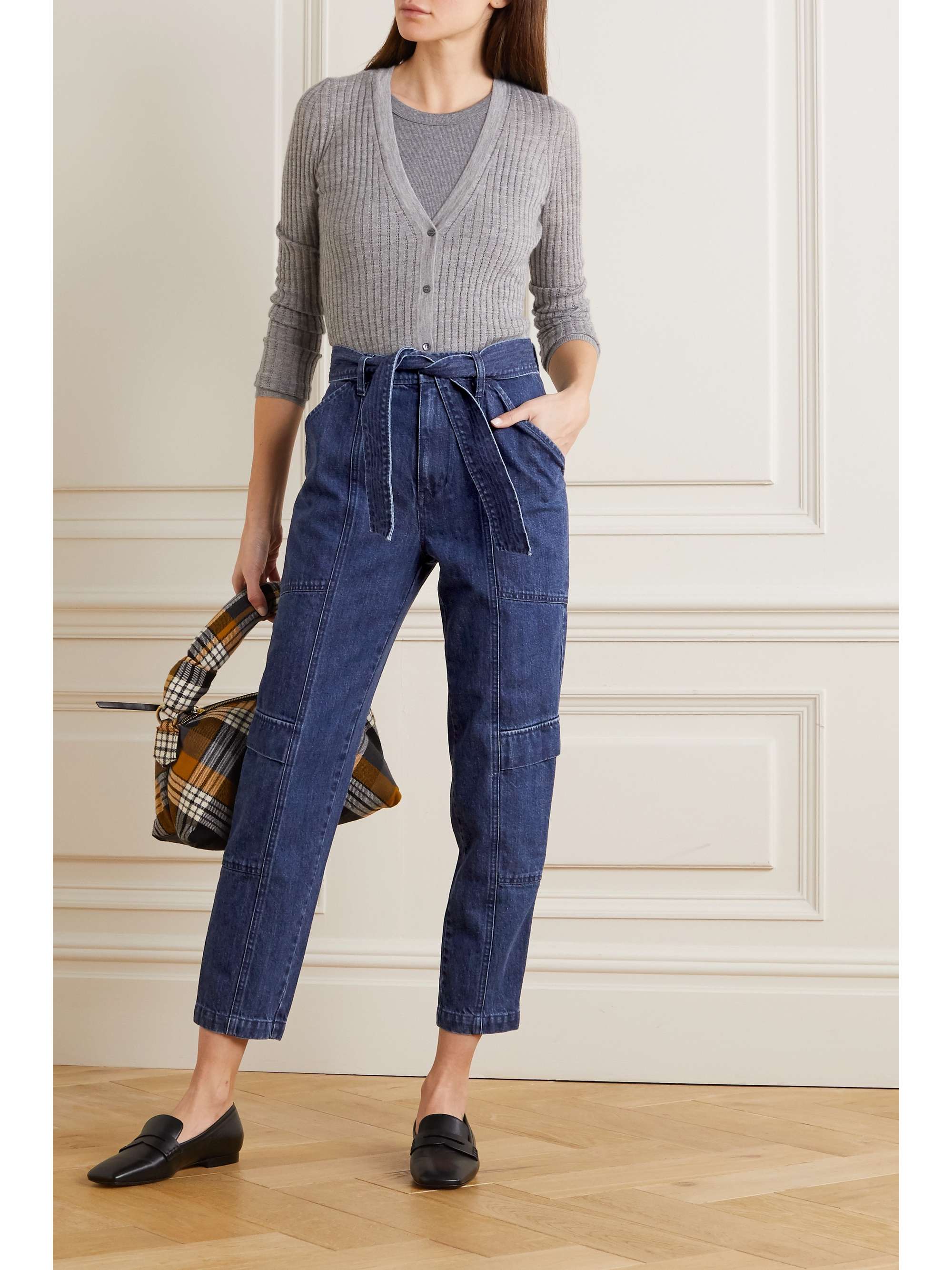 Athena belted high-rise tapered jeans 