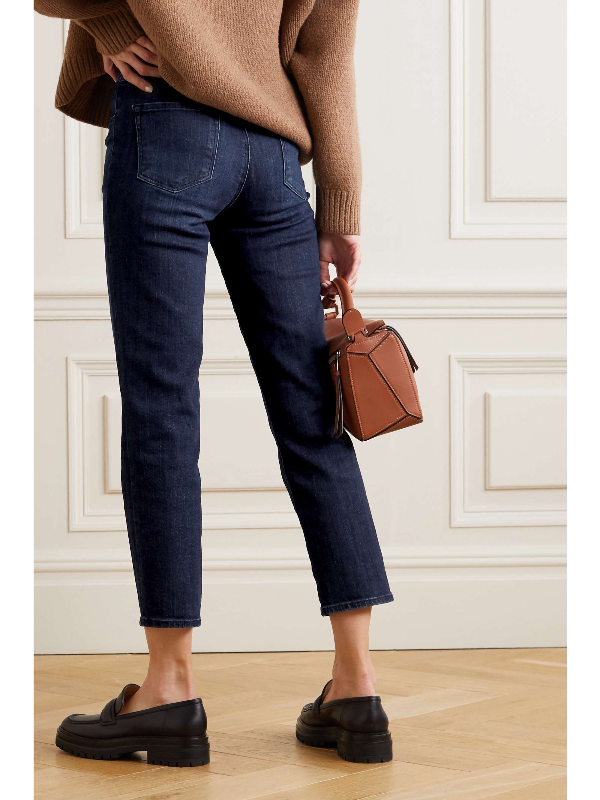 Dark denim Alma cropped high-rise 