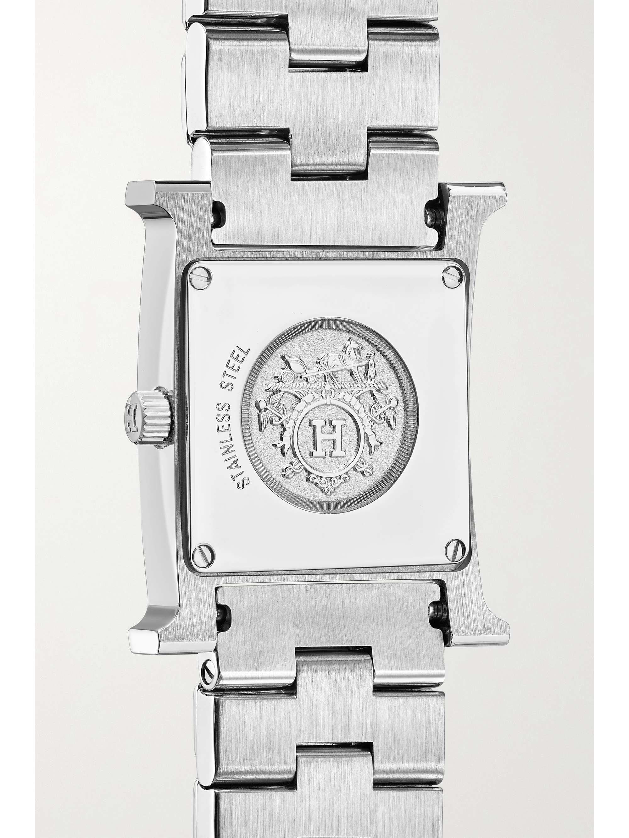 HERMÈS TIMEPIECES Heure H 21mm small stainless steel, mother-of-pearl and diamond watch