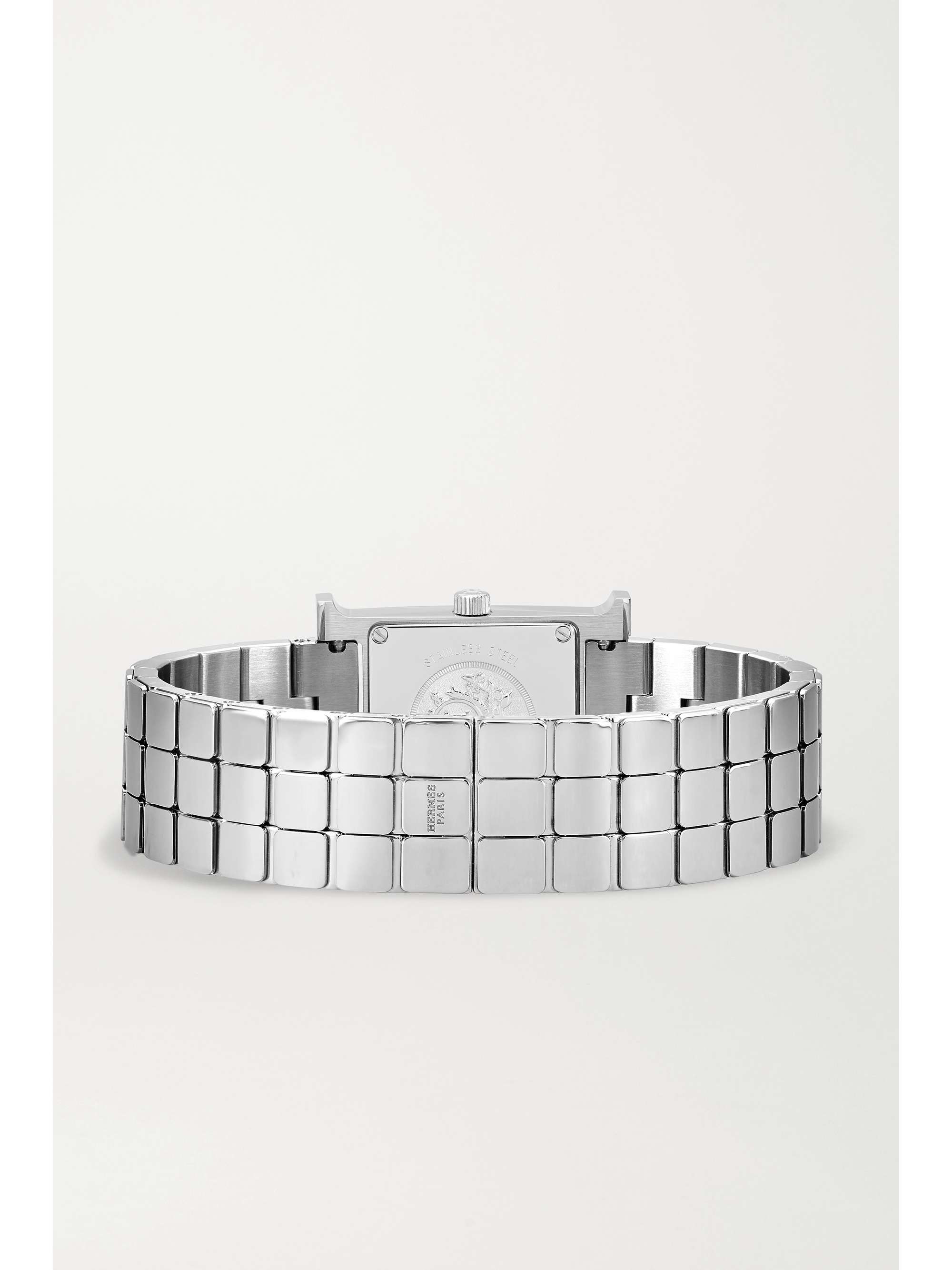 HERMÈS TIMEPIECES Heure H 21mm small stainless steel, mother-of-pearl and diamond watch